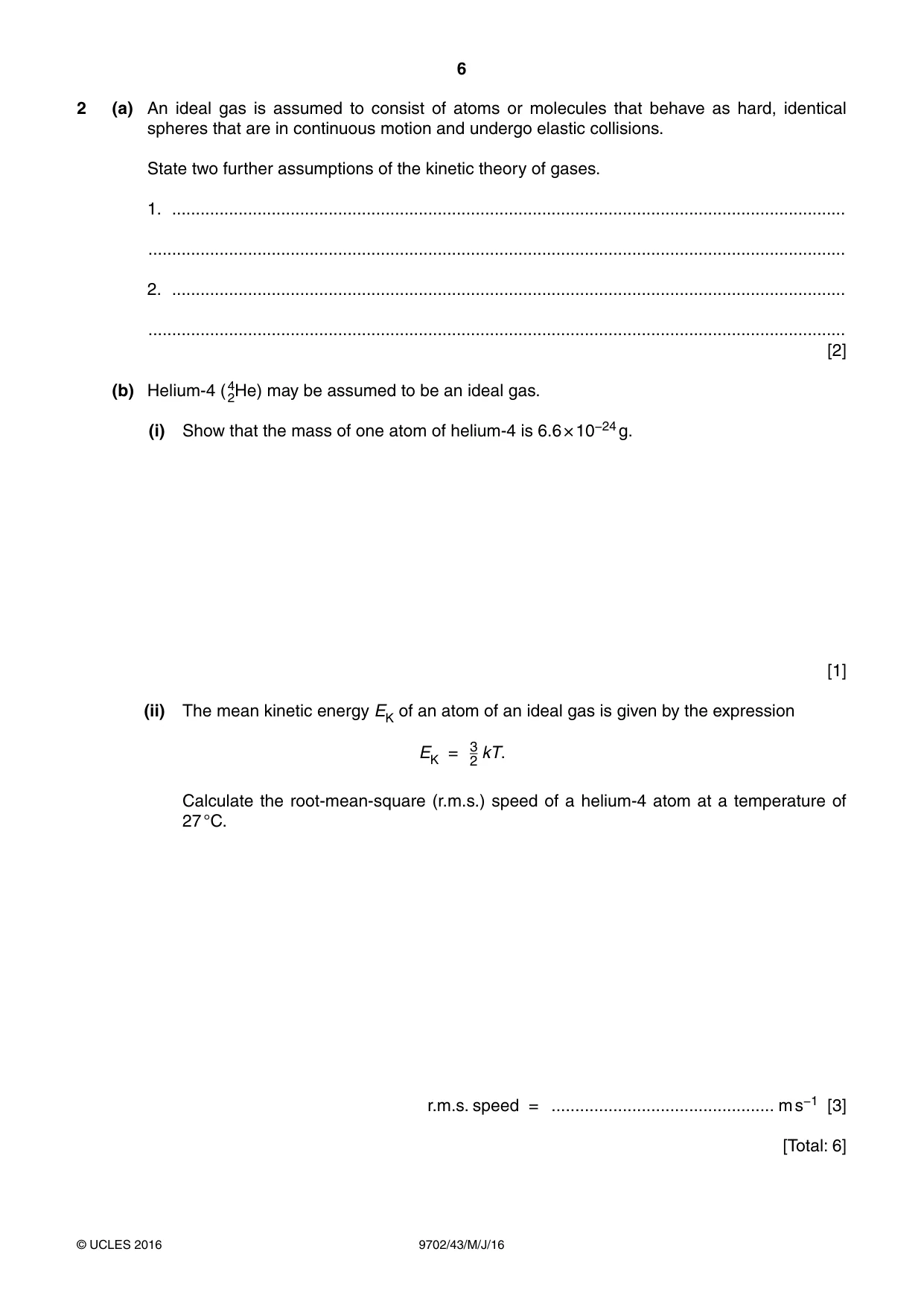 Cambridge A Level Physics 9702 2016 May/June Paper 4 · Variant 3 question paper, page 6 of 28