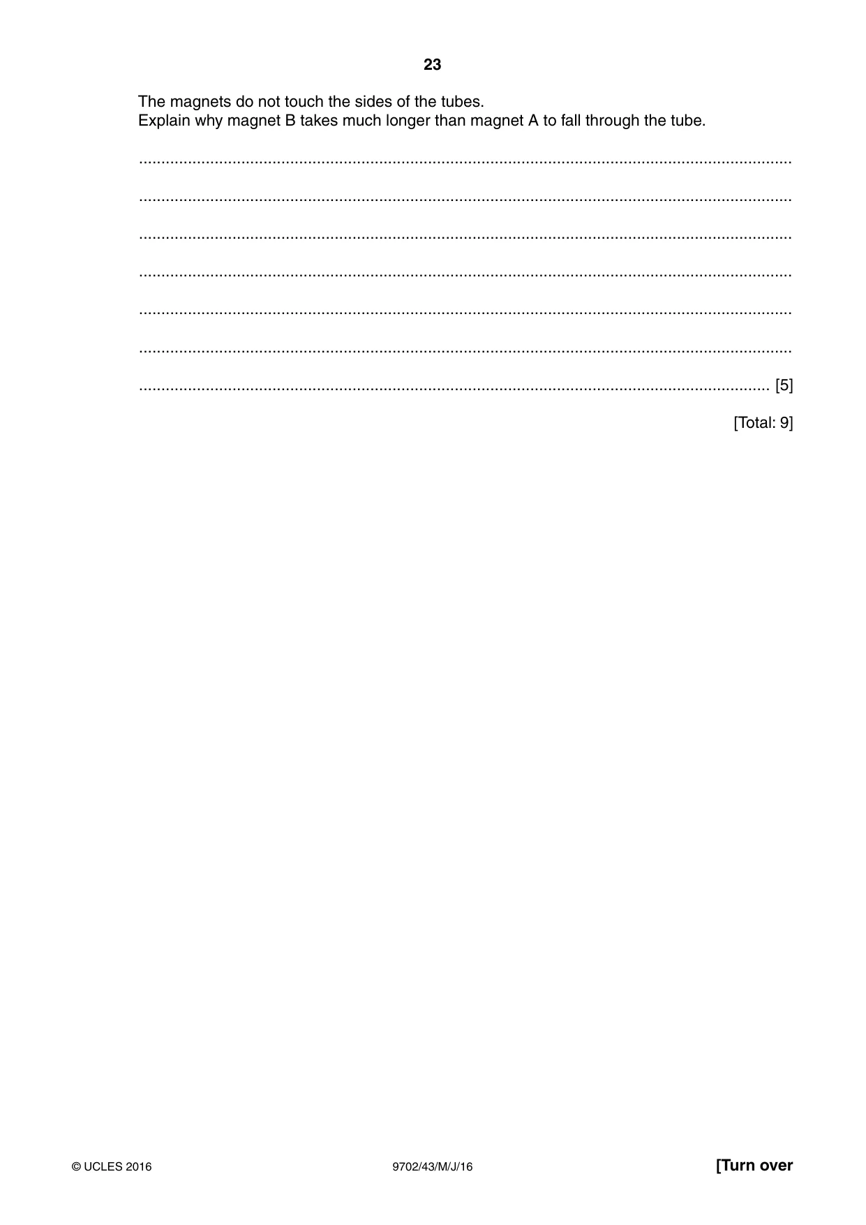 Cambridge A Level Physics 9702 2016 May/June Paper 4 · Variant 3 question paper, page 23 of 28