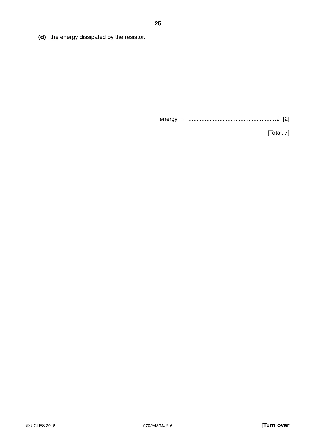 Cambridge A Level Physics 9702 2016 May/June Paper 4 · Variant 3 question paper, page 25 of 28