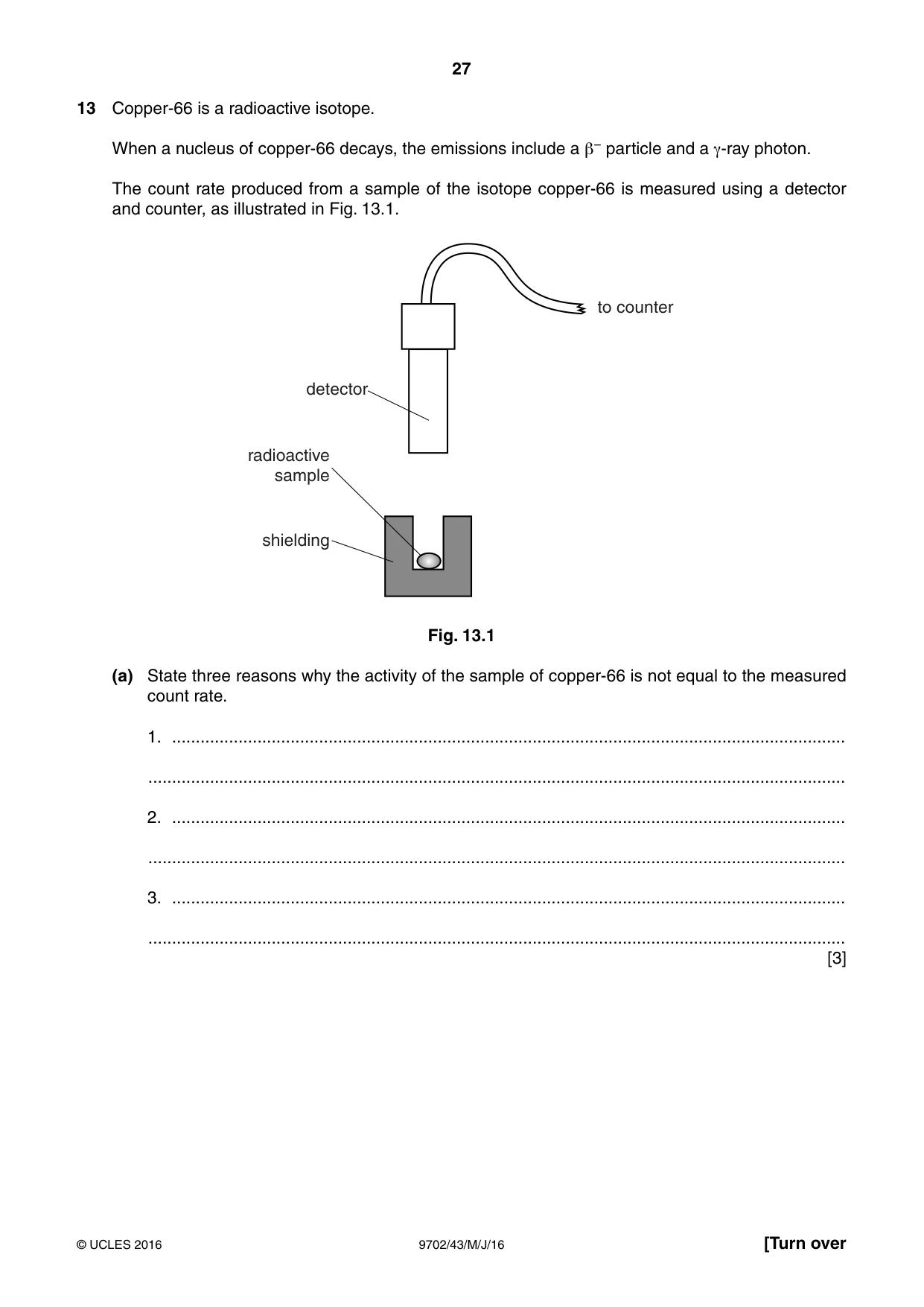 Cambridge A Level Physics 9702 2016 May/June Paper 4 · Variant 3 question paper, page 27 of 28