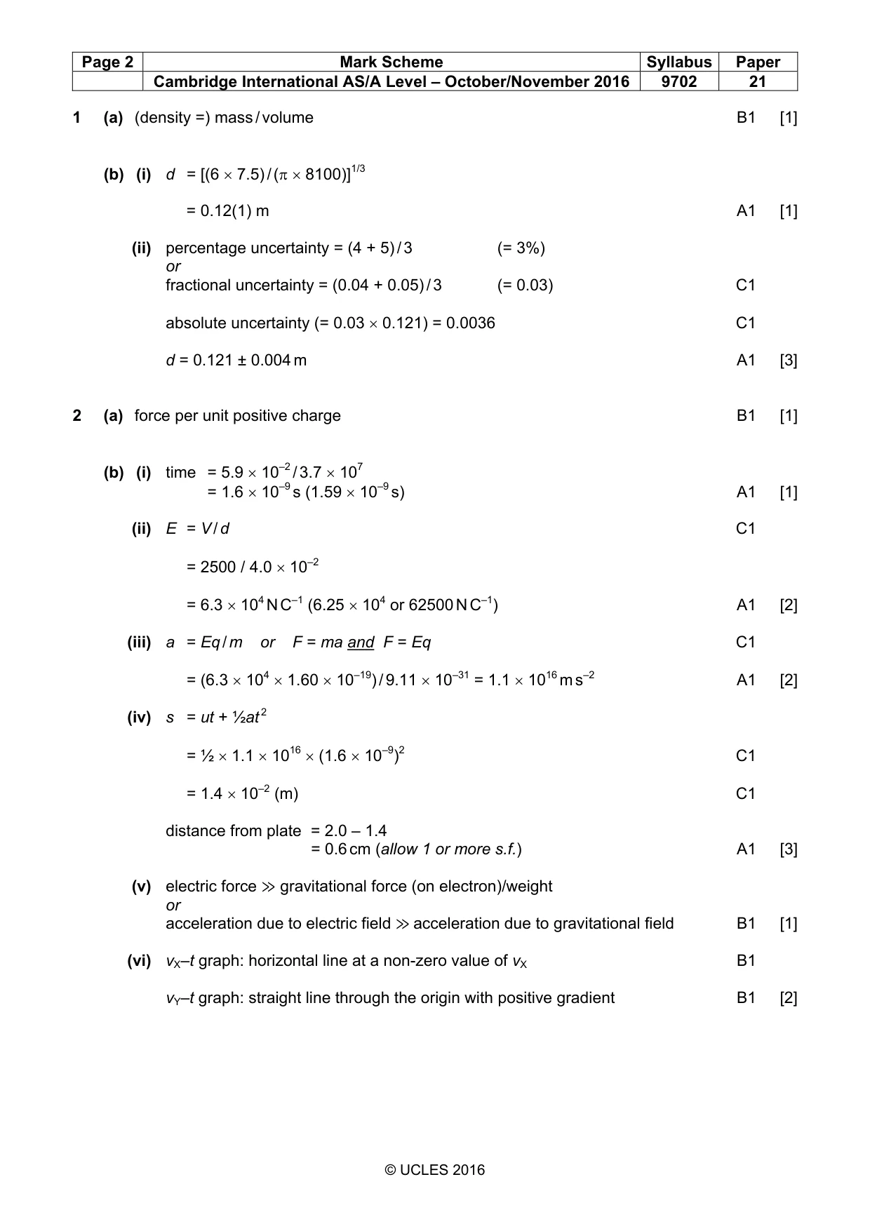 Mark scheme, page 2 of 5