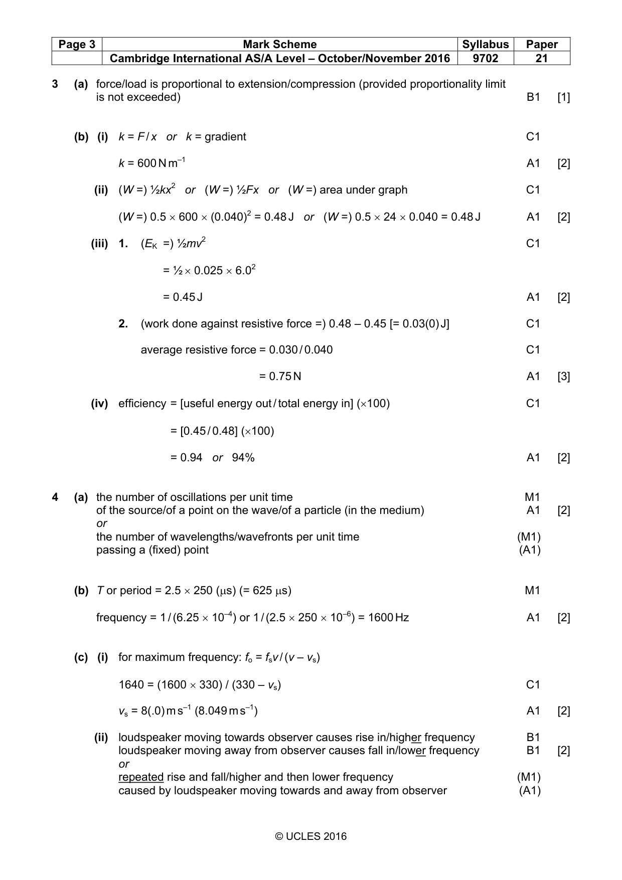 Mark scheme, page 3 of 5
