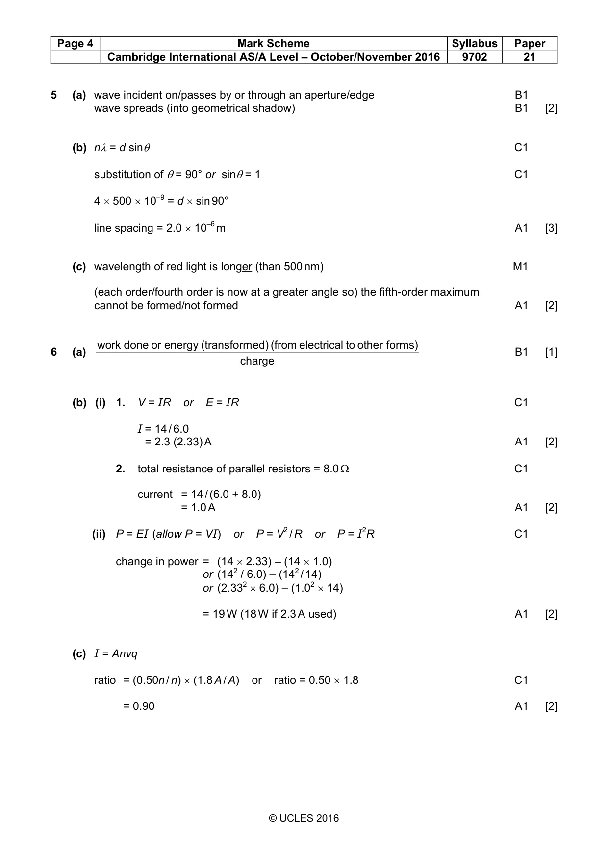 Mark scheme, page 4 of 5
