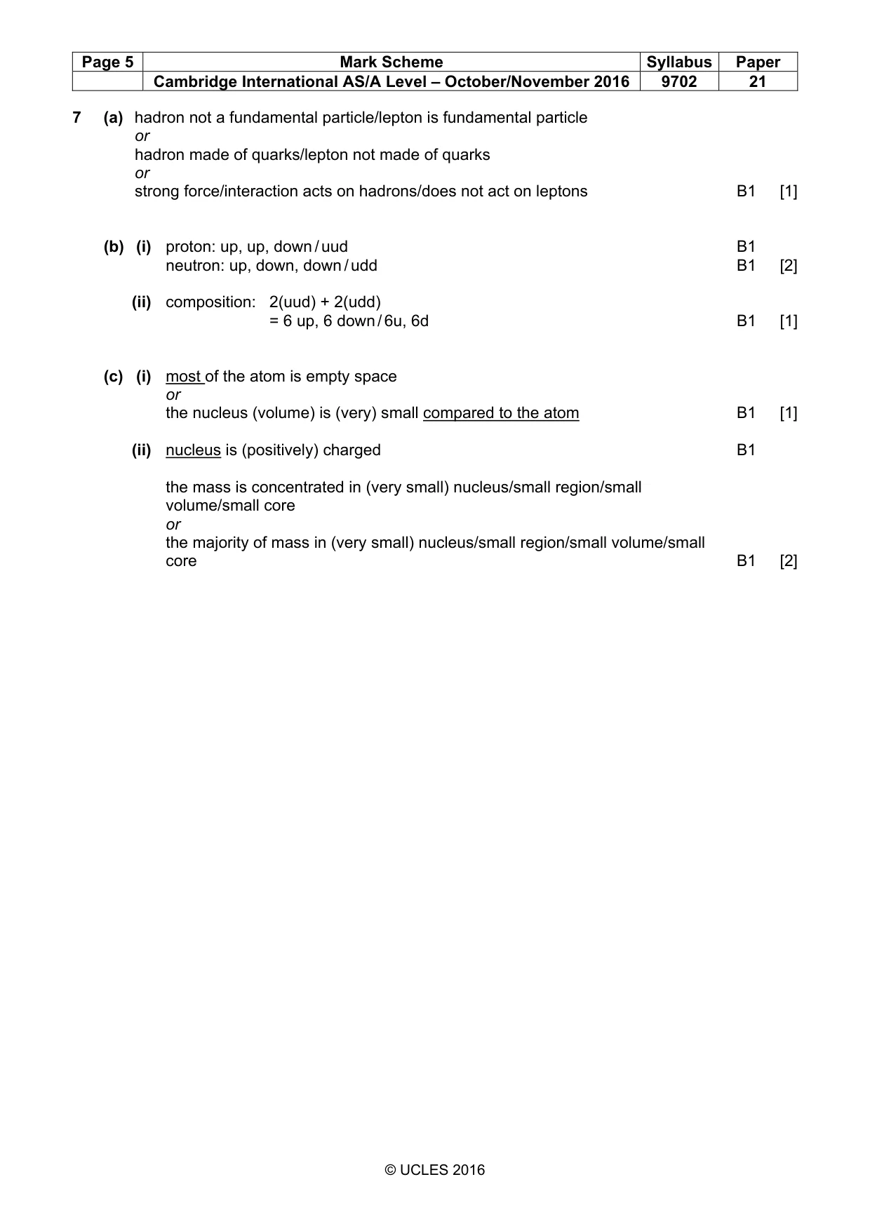 Mark scheme, page 5 of 5