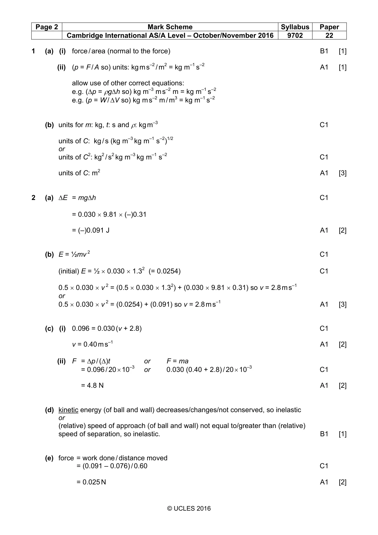 Mark scheme, page 2 of 5