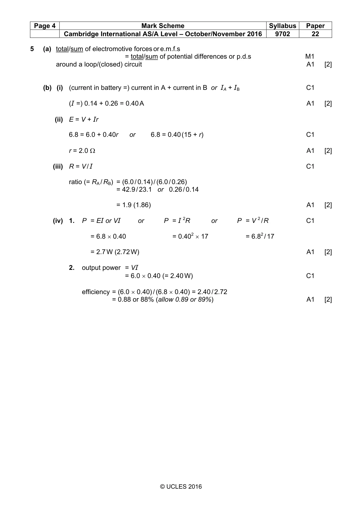Mark scheme, page 4 of 5