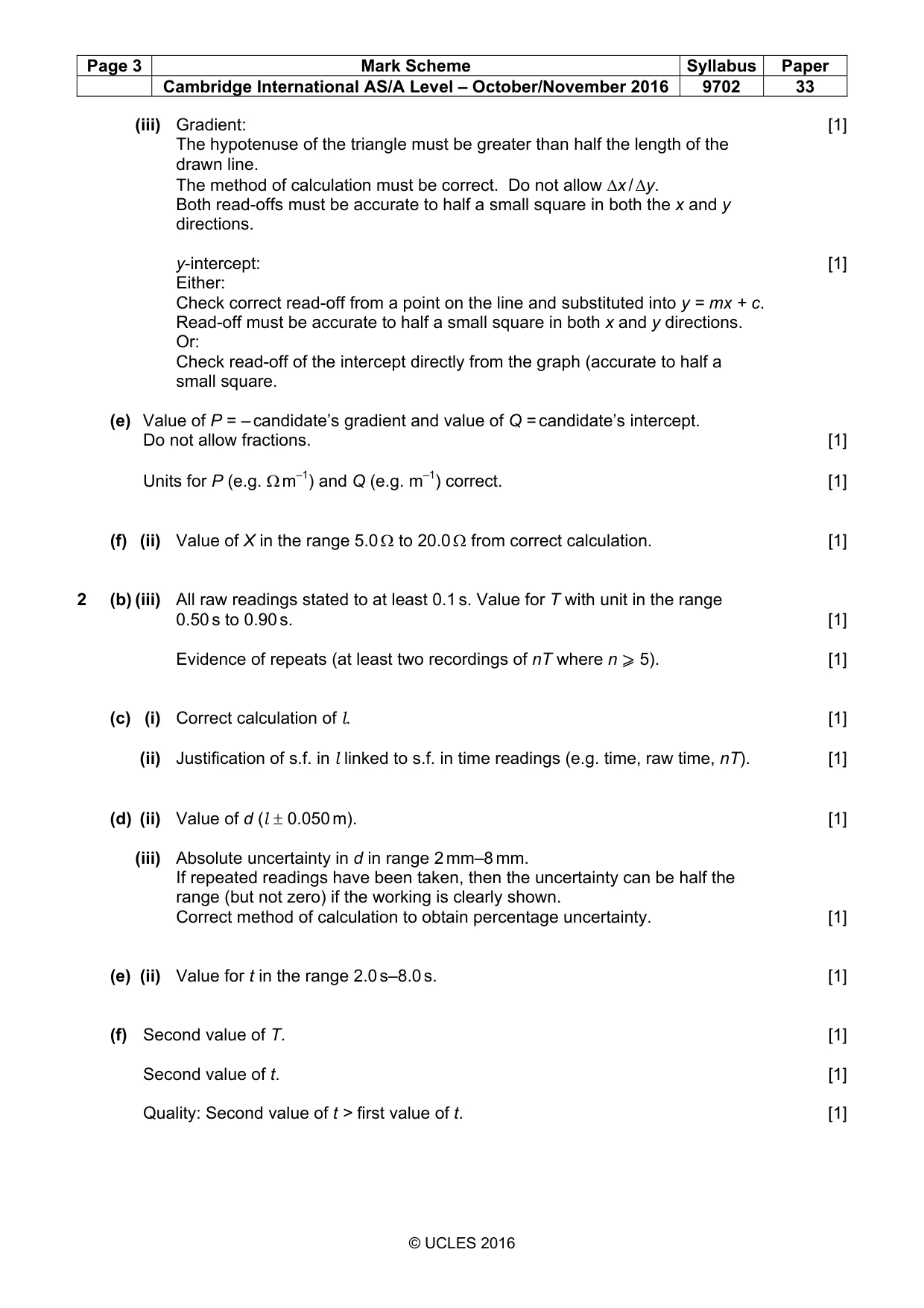 Mark scheme, page 3 of 4
