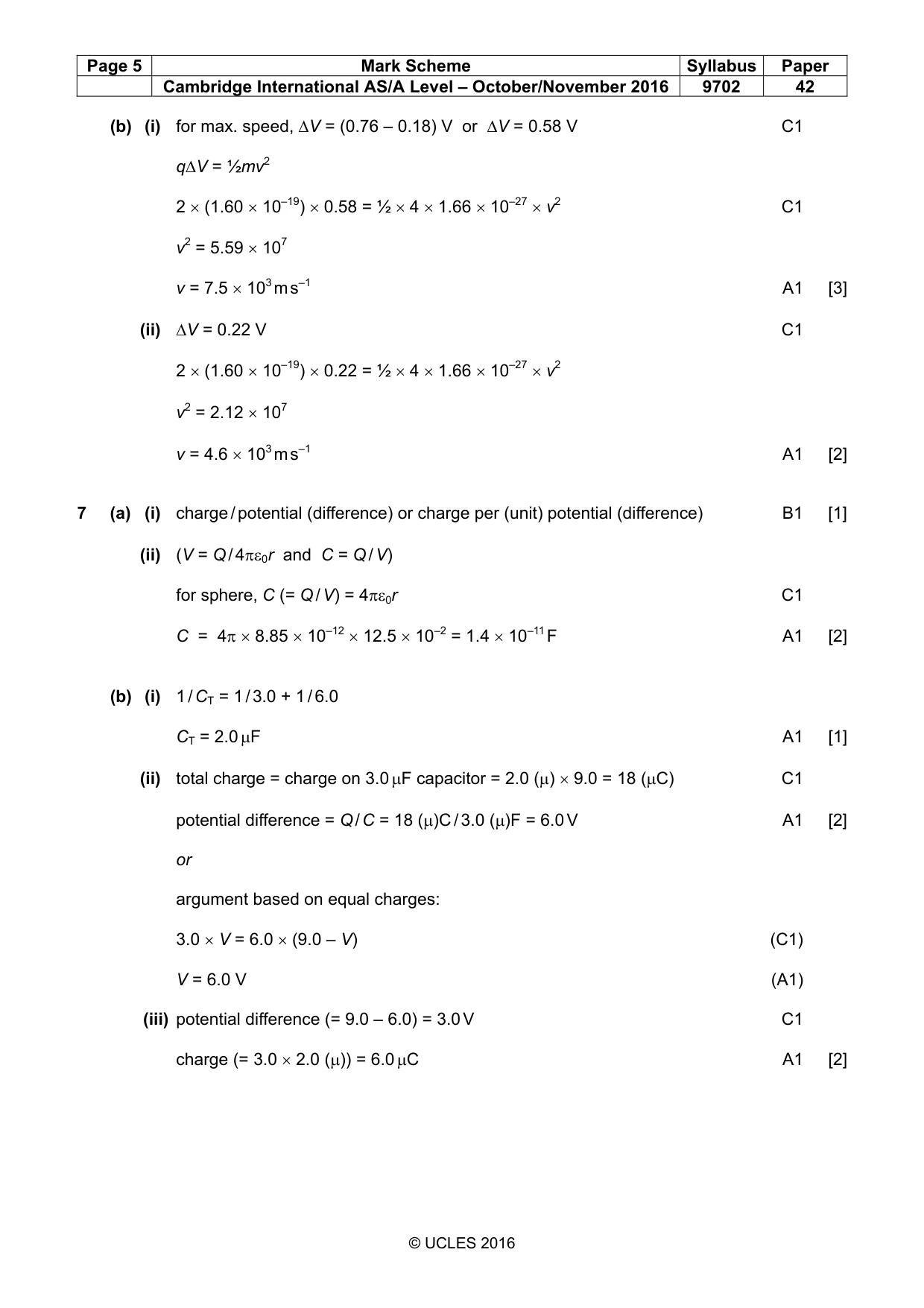 Mark scheme, page 5 of 8