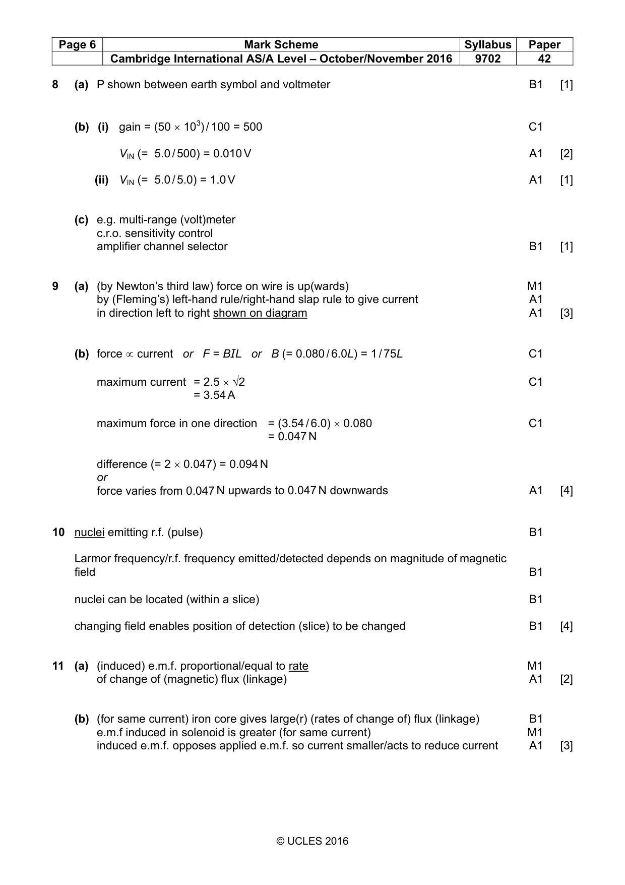 Mark scheme, page 6 of 8
