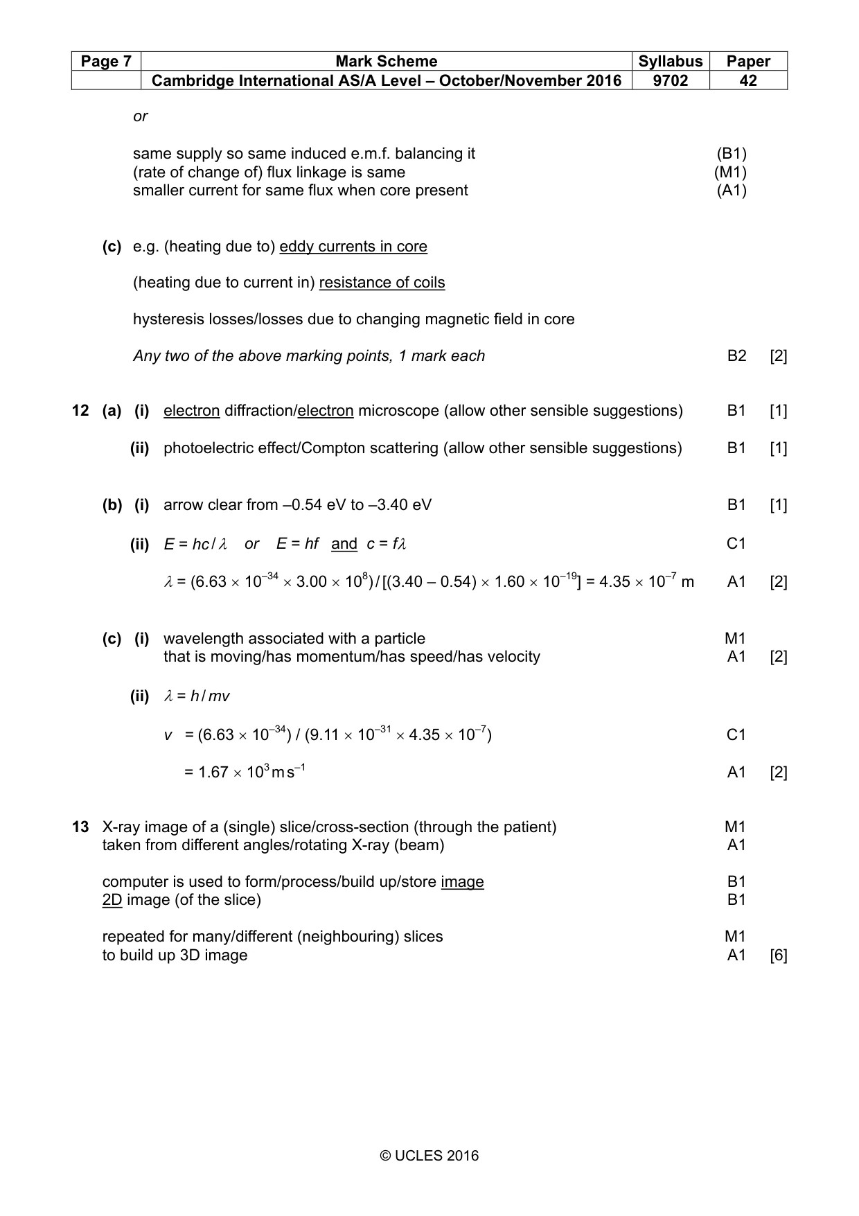 Mark scheme, page 7 of 8