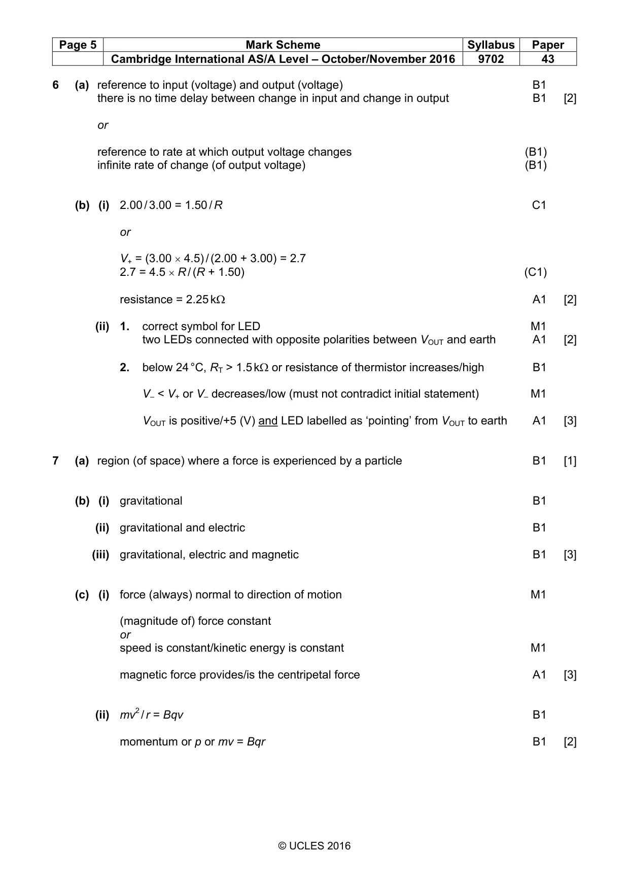 Mark scheme, page 5 of 8