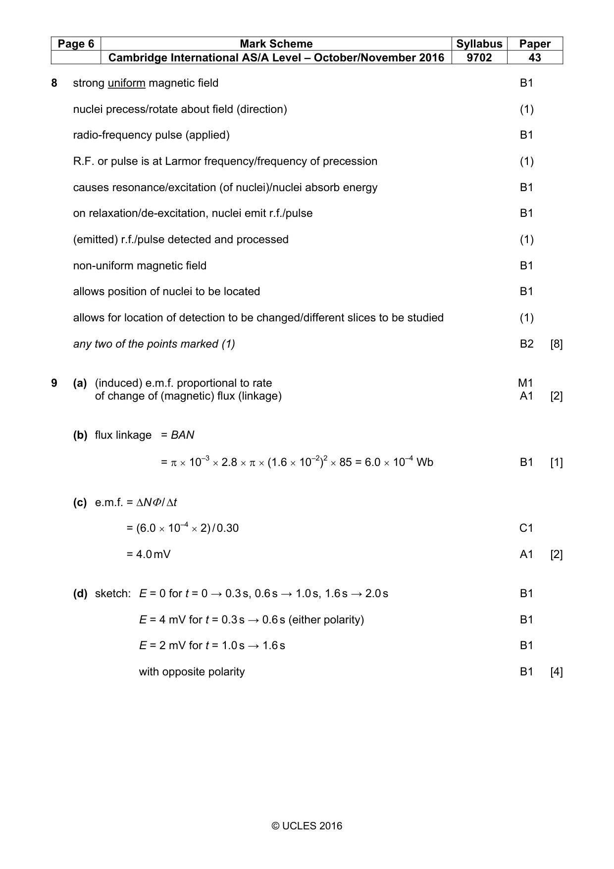 Mark scheme, page 6 of 8