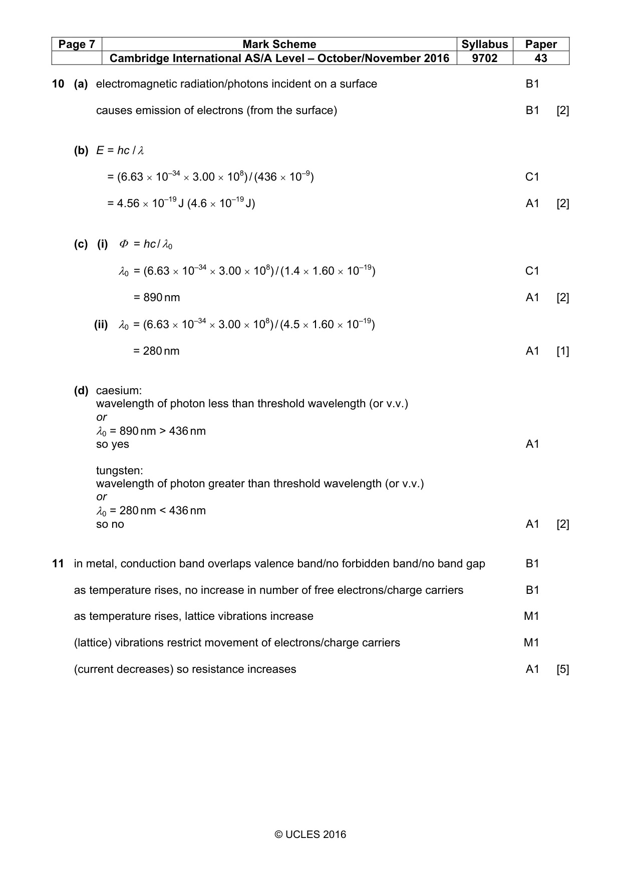 Mark scheme, page 7 of 8