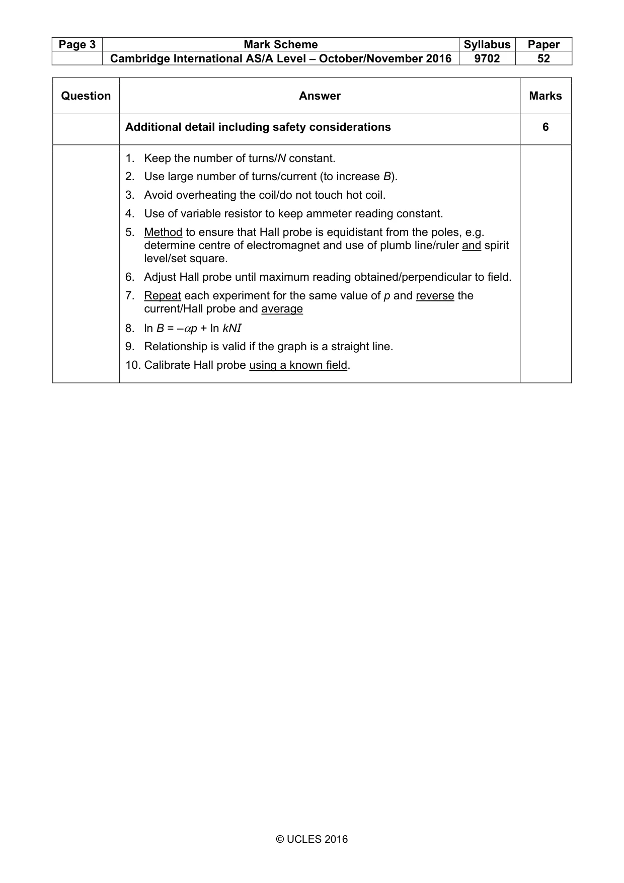 Mark scheme, page 3 of 5