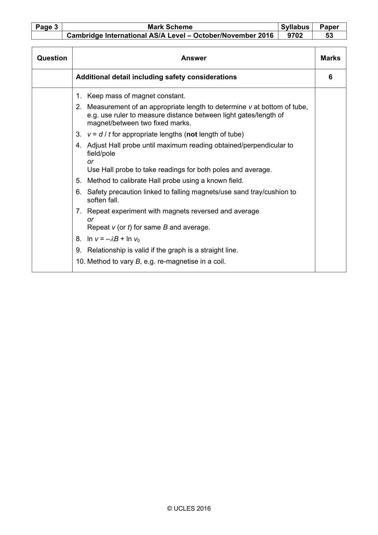Mark scheme, page 3 of 5