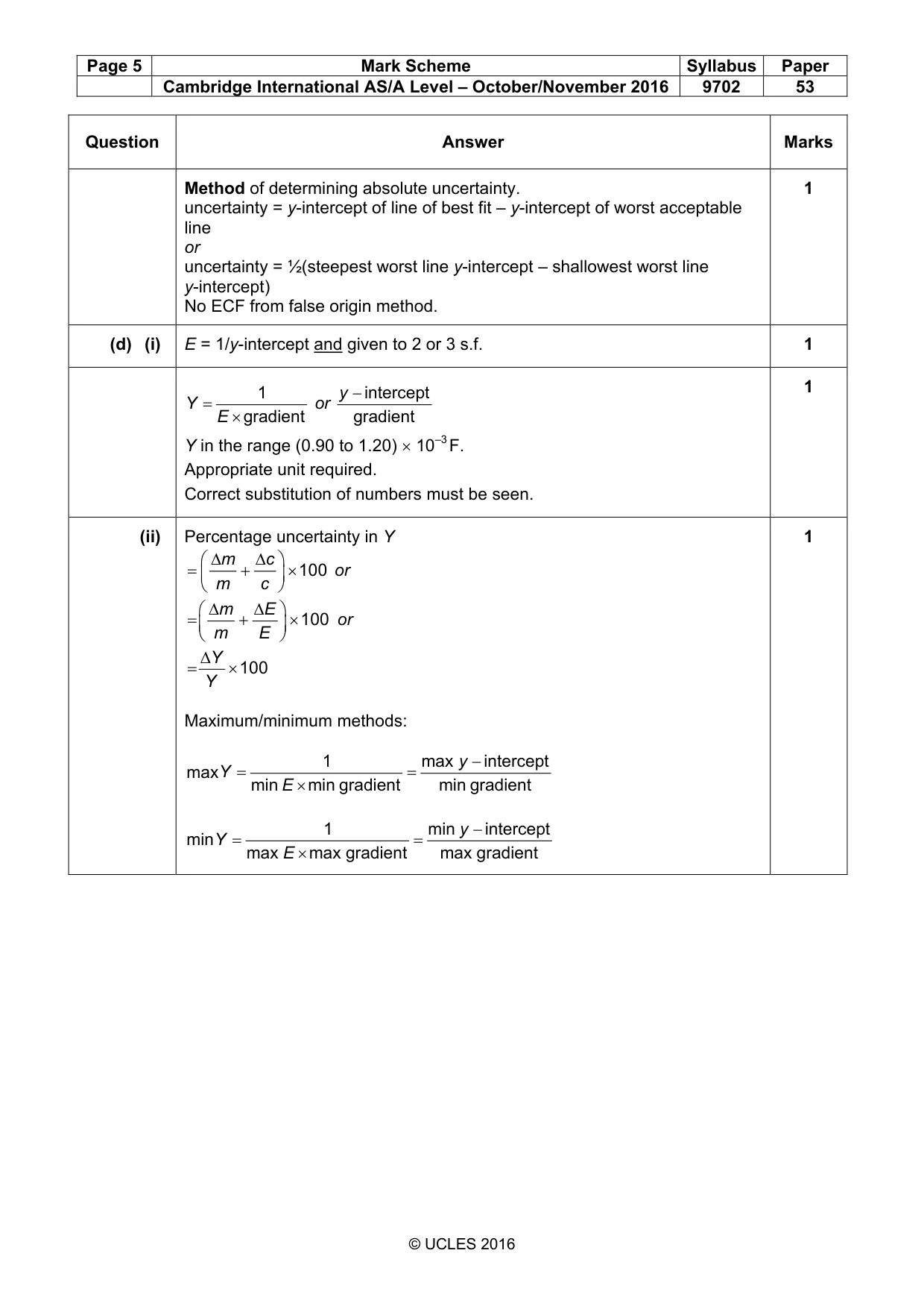 Mark scheme, page 5 of 5
