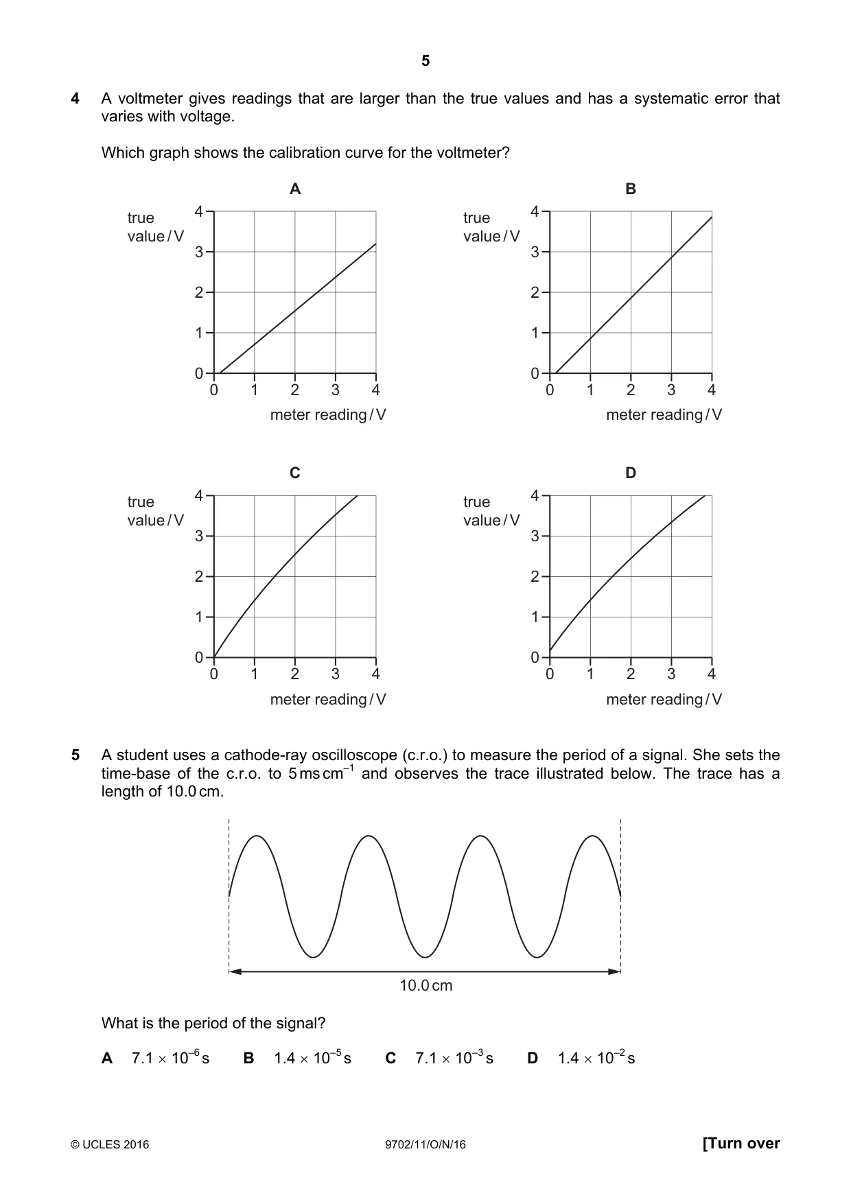 Cambridge A Level Physics 9702 2016 Oct/Nov Paper 1 · Variant 1 question paper, page 5 of 20