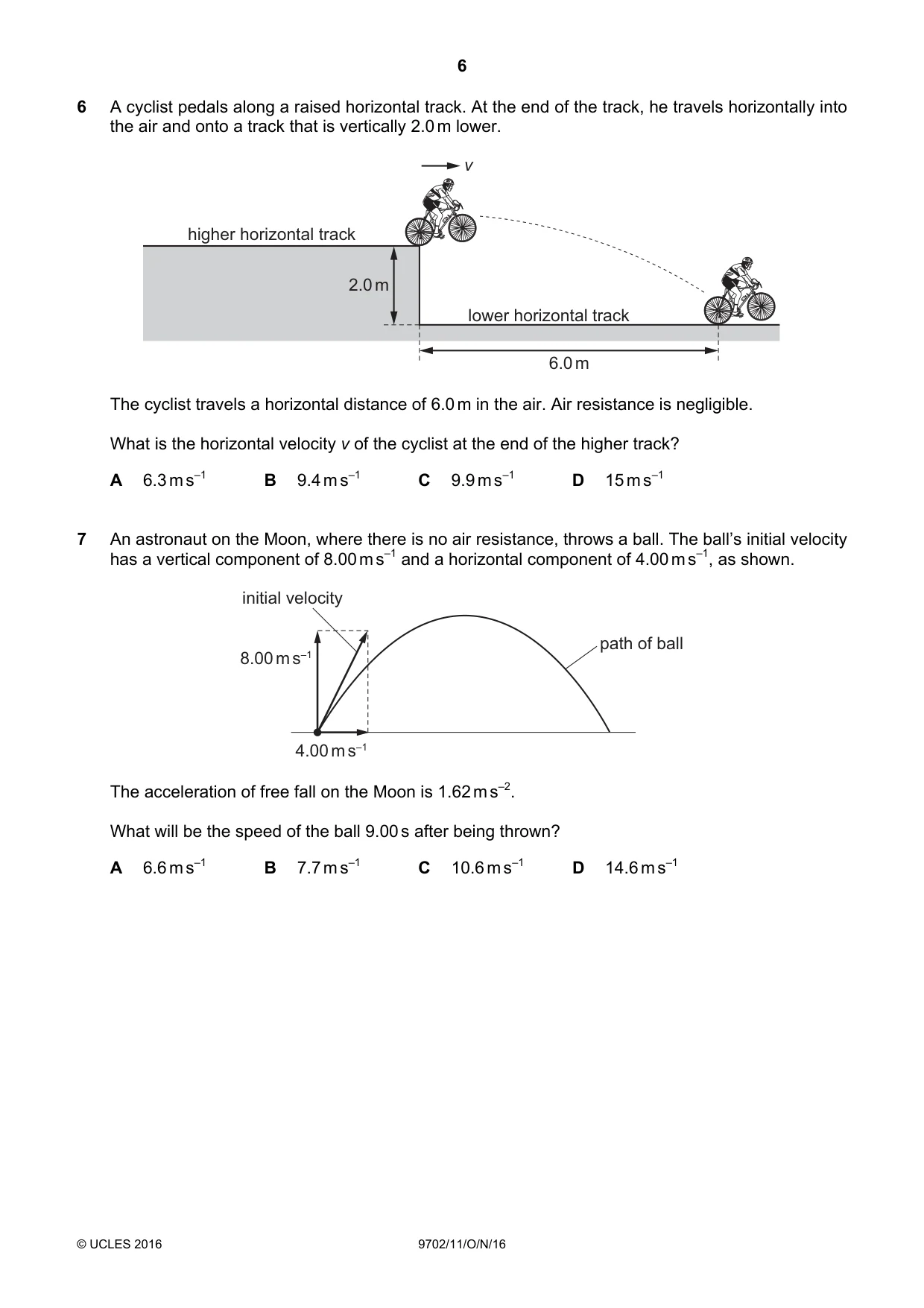Cambridge A Level Physics 9702 2016 Oct/Nov Paper 1 · Variant 1 question paper, page 6 of 20