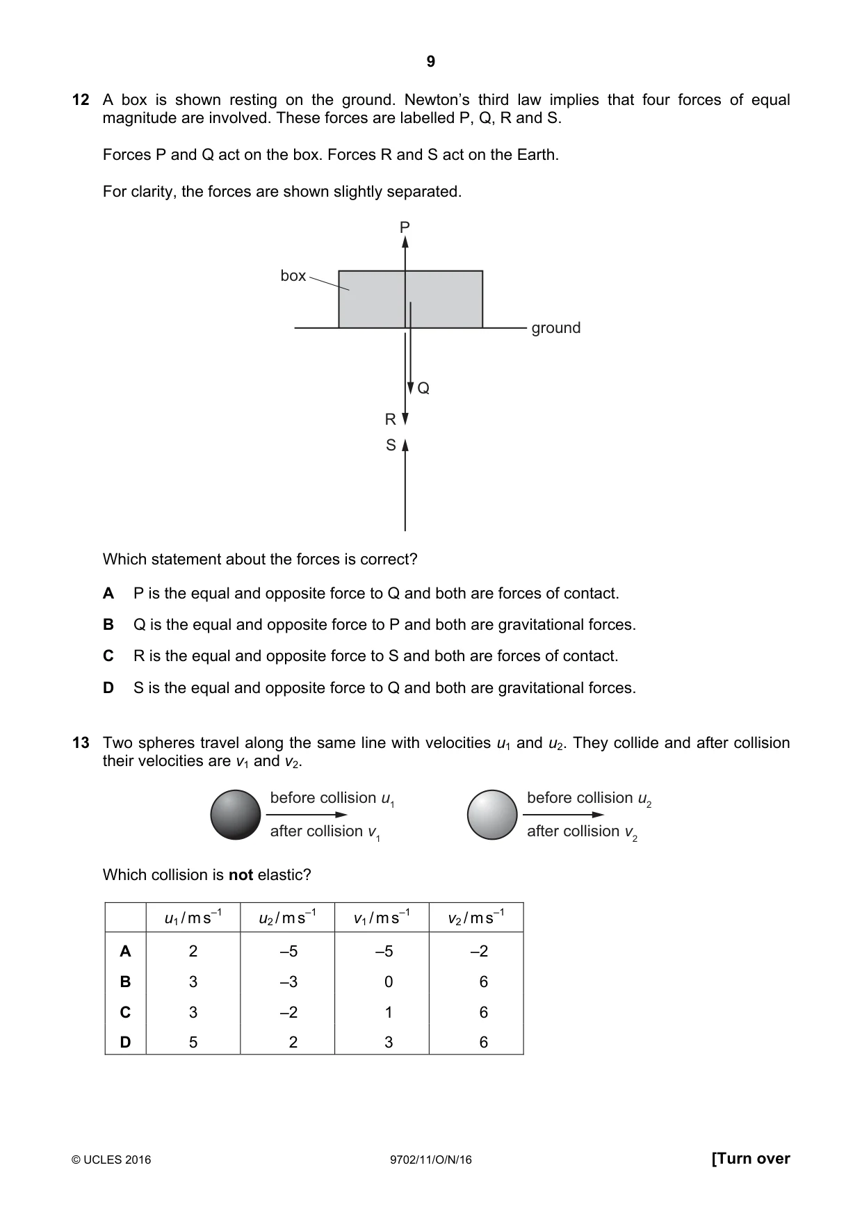 Cambridge A Level Physics 9702 2016 Oct/Nov Paper 1 · Variant 1 question paper, page 9 of 20