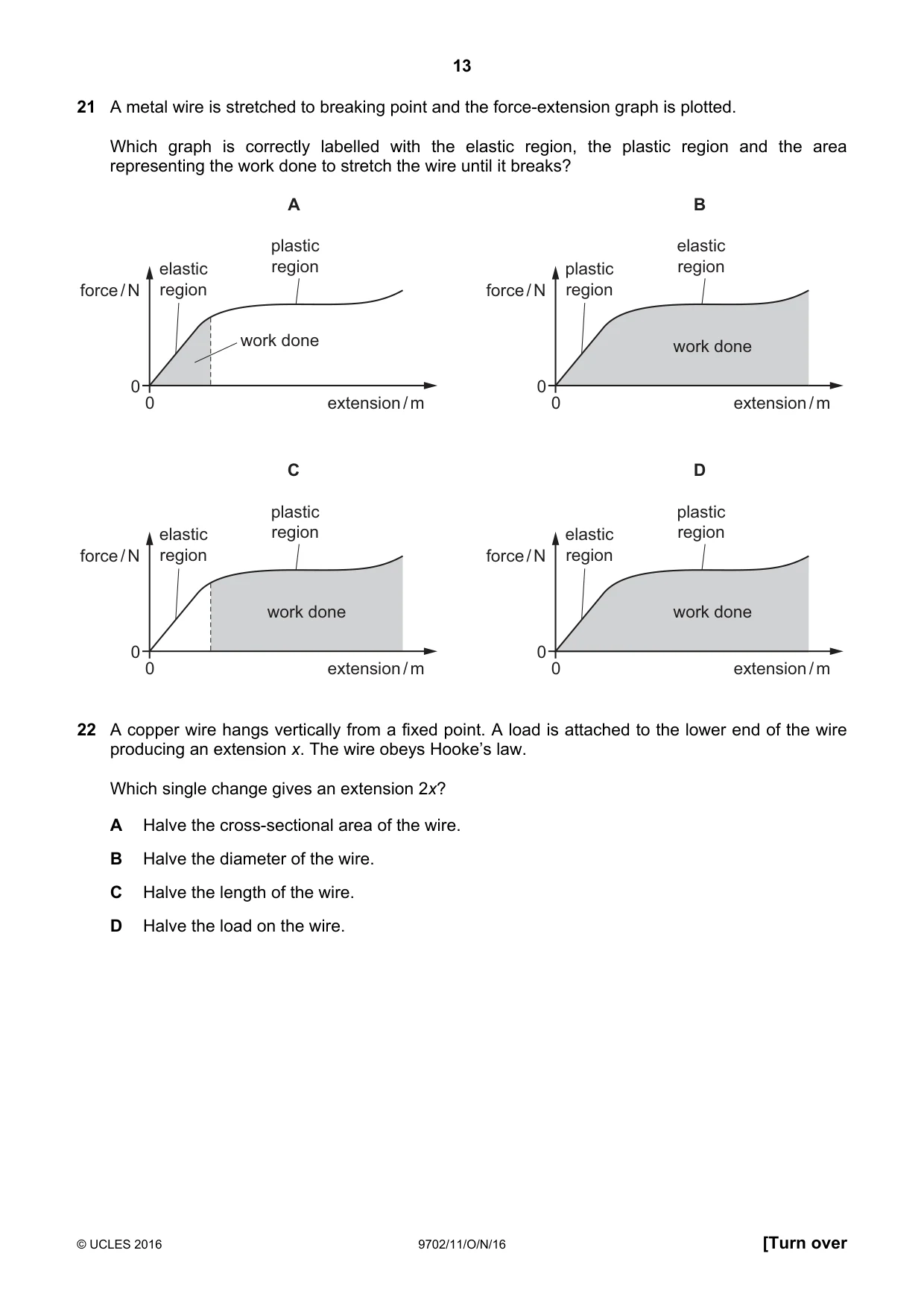 Cambridge A Level Physics 9702 2016 Oct/Nov Paper 1 · Variant 1 question paper, page 13 of 20