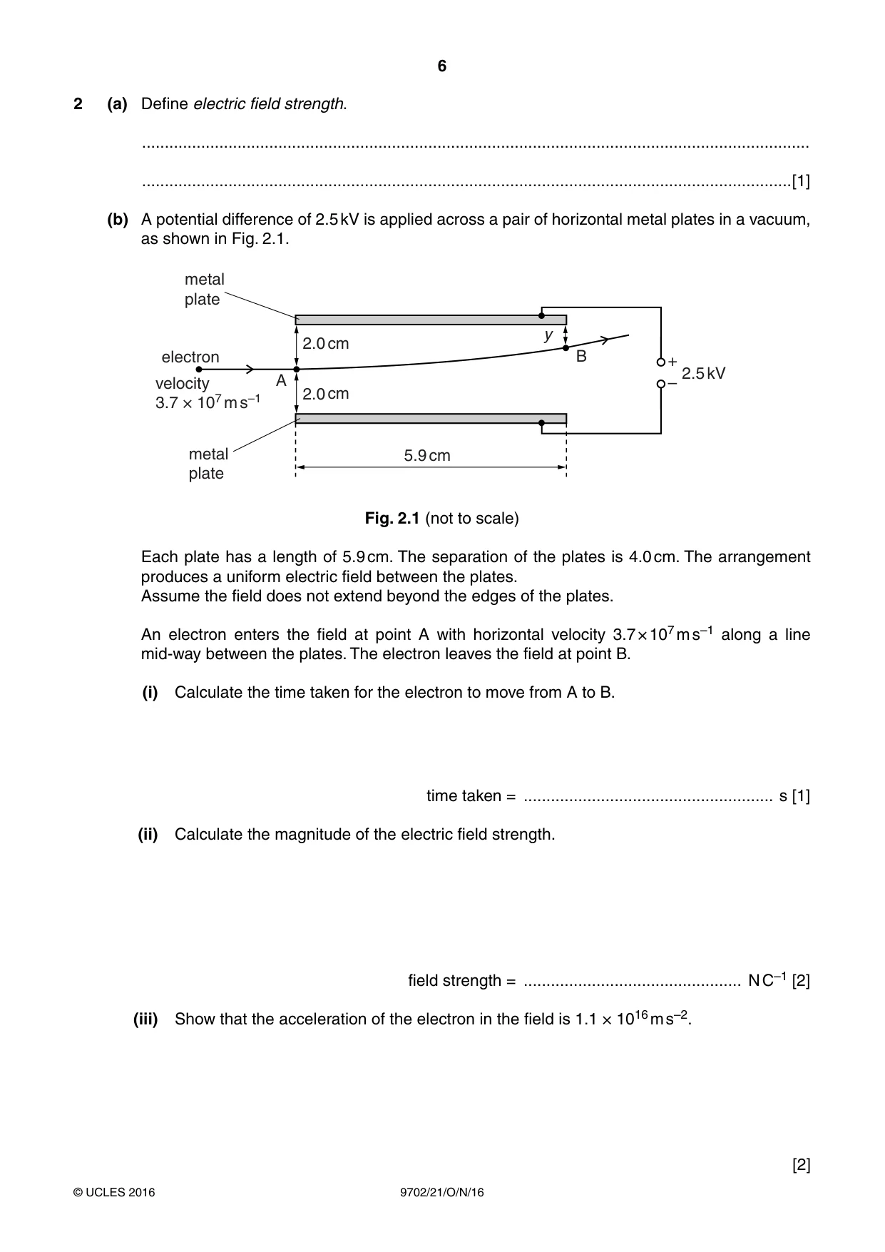 Cambridge A Level Physics 9702 2016 Oct/Nov Paper 2 · Variant 1 question paper, page 6 of 16