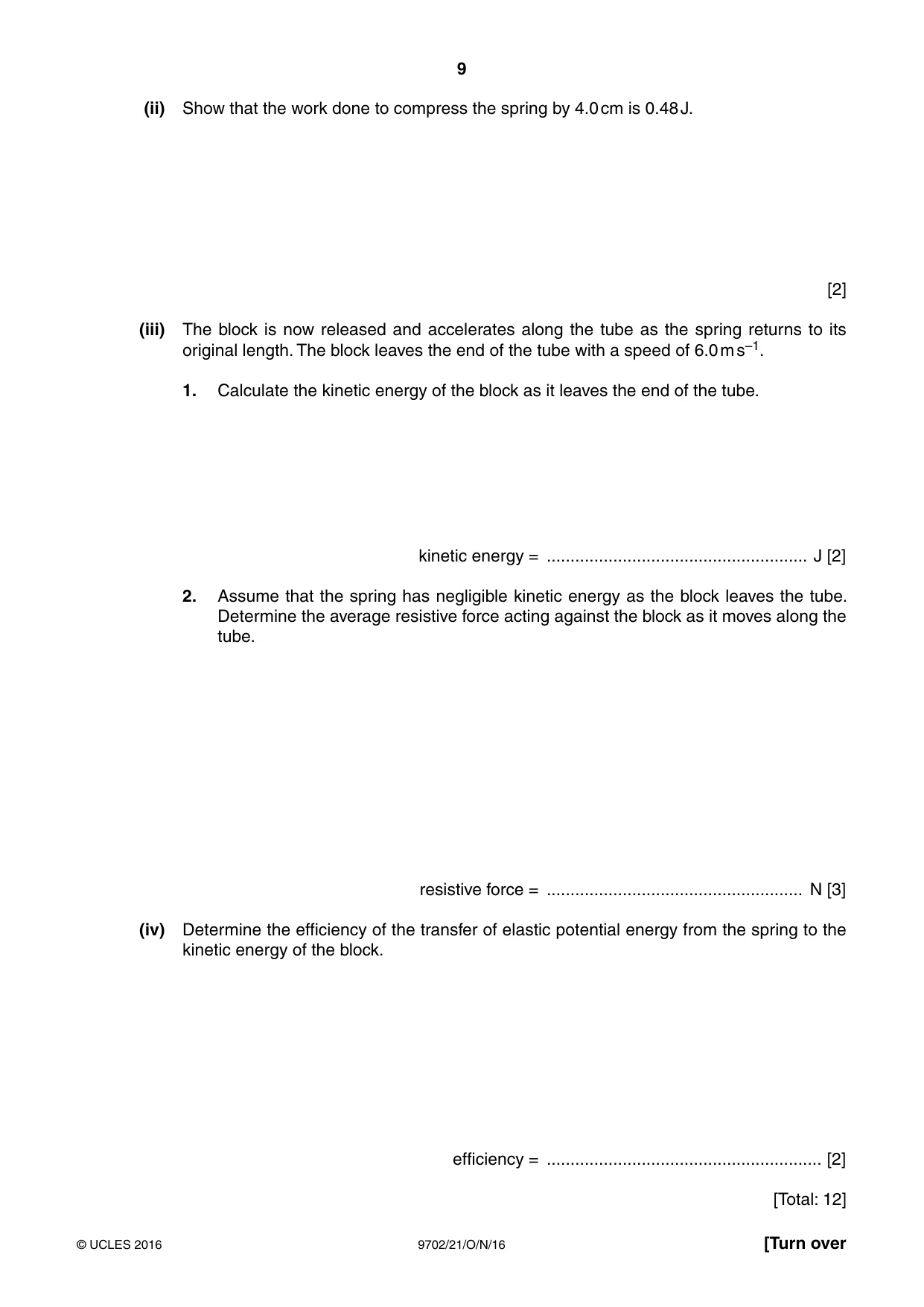 Cambridge A Level Physics 9702 2016 Oct/Nov Paper 2 · Variant 1 question paper, page 9 of 16