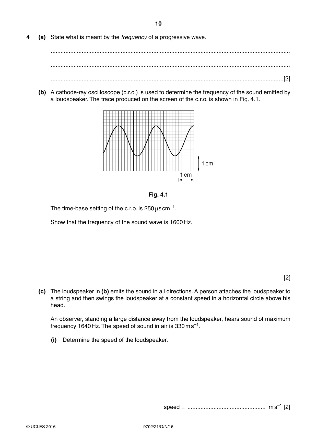 Cambridge A Level Physics 9702 2016 Oct/Nov Paper 2 · Variant 1 question paper, page 10 of 16