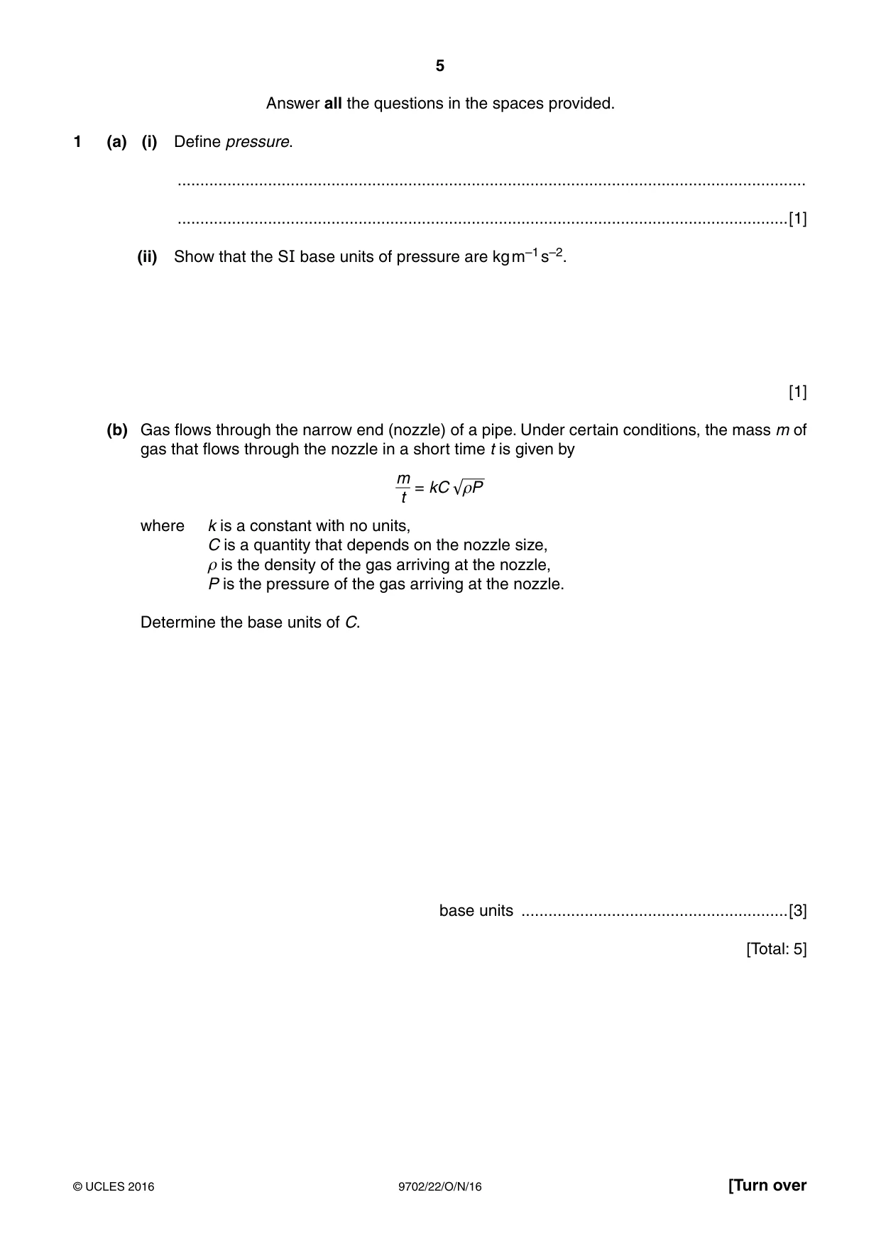 Cambridge A Level Physics 9702 2016 Oct/Nov Paper 2 · Variant 2 question paper, page 5 of 16