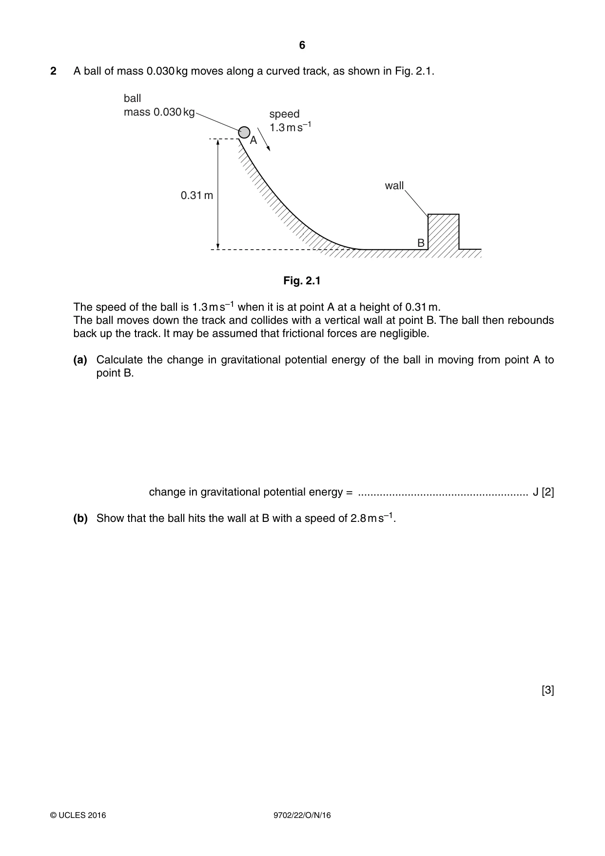 Cambridge A Level Physics 9702 2016 Oct/Nov Paper 2 · Variant 2 question paper, page 6 of 16