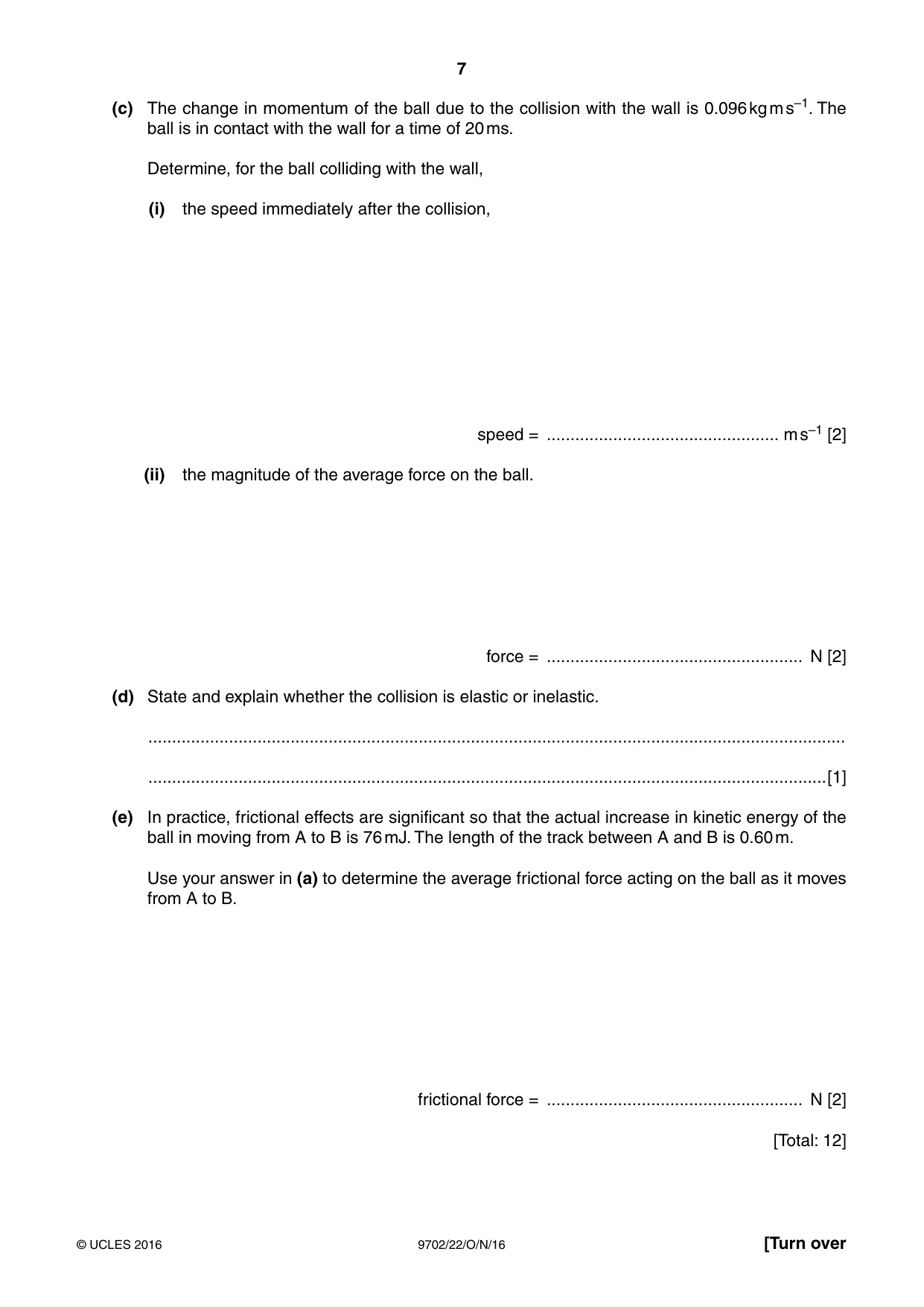 Cambridge A Level Physics 9702 2016 Oct/Nov Paper 2 · Variant 2 question paper, page 7 of 16