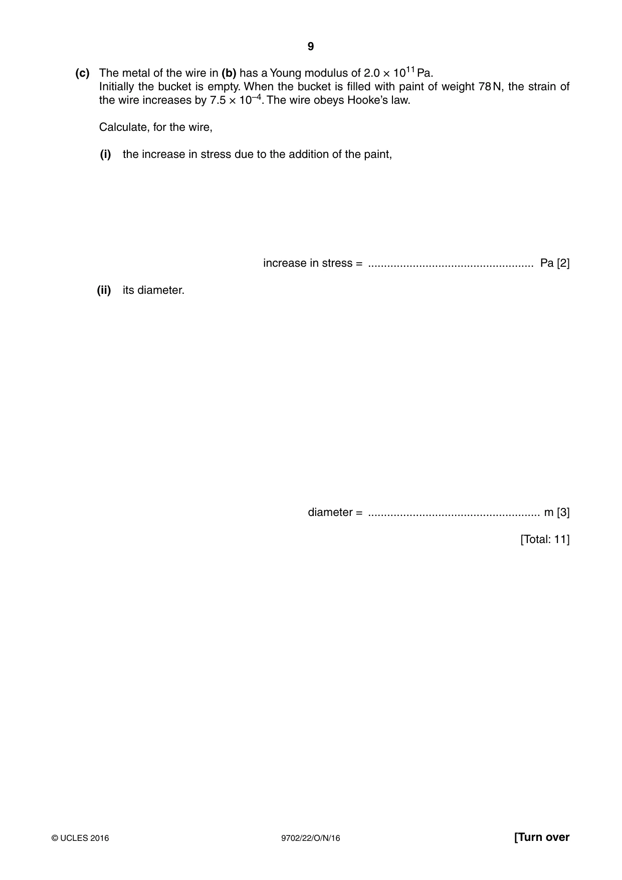 Cambridge A Level Physics 9702 2016 Oct/Nov Paper 2 · Variant 2 question paper, page 9 of 16