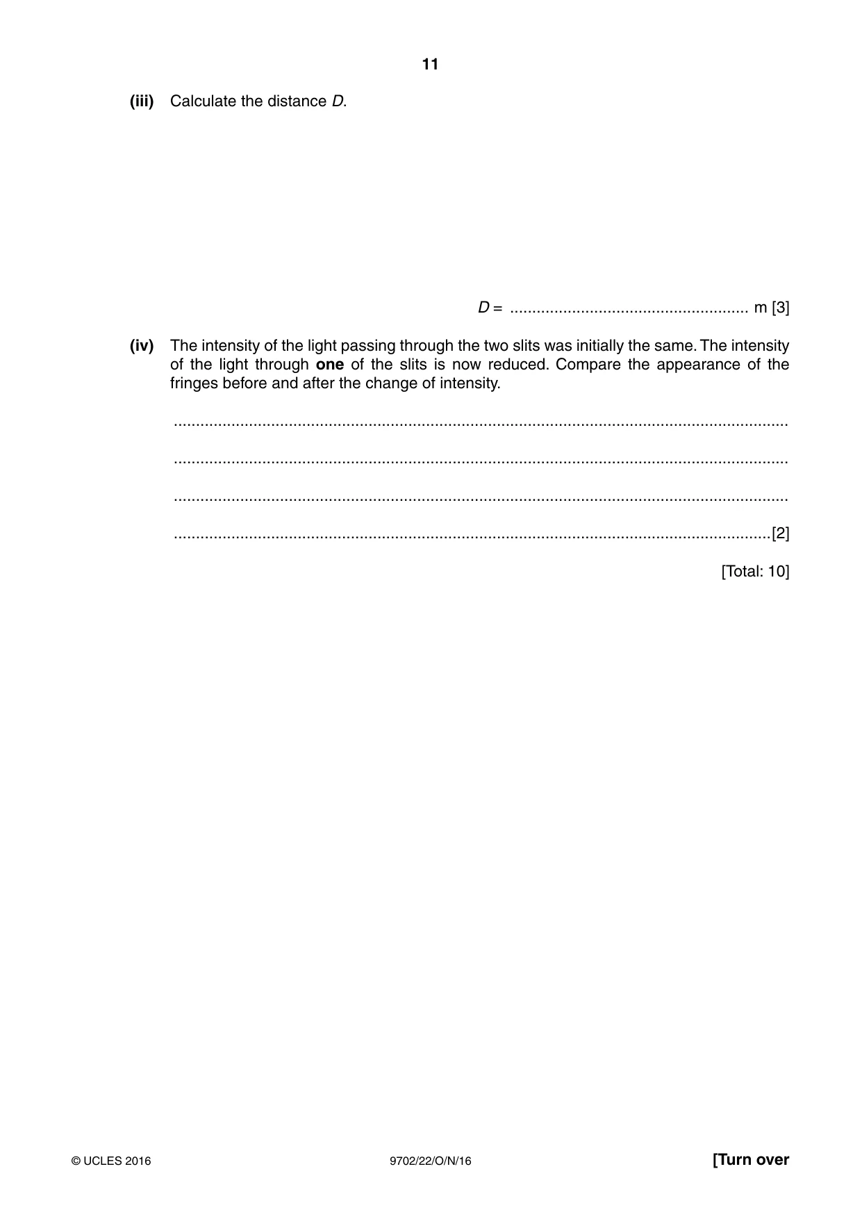 Cambridge A Level Physics 9702 2016 Oct/Nov Paper 2 · Variant 2 question paper, page 11 of 16