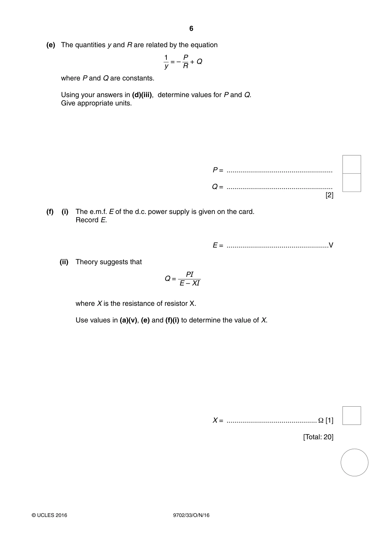 Cambridge A Level Physics 9702 2016 Oct/Nov Paper 3 · Variant 3 question paper, page 6 of 12