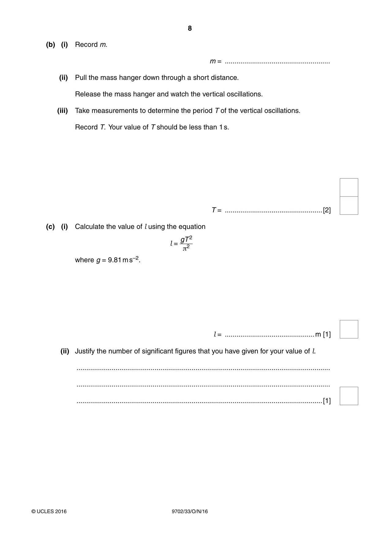 Cambridge A Level Physics 9702 2016 Oct/Nov Paper 3 · Variant 3 question paper, page 8 of 12