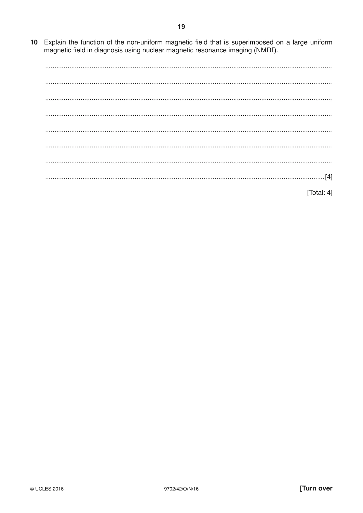 Cambridge A Level Physics 9702 2016 Oct/Nov Paper 4 · Variant 2 question paper, page 19 of 24