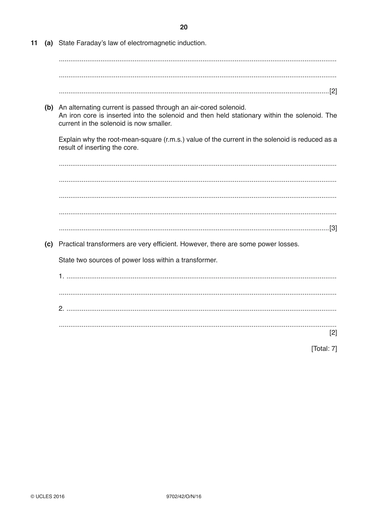 Cambridge A Level Physics 9702 2016 Oct/Nov Paper 4 · Variant 2 question paper, page 20 of 24