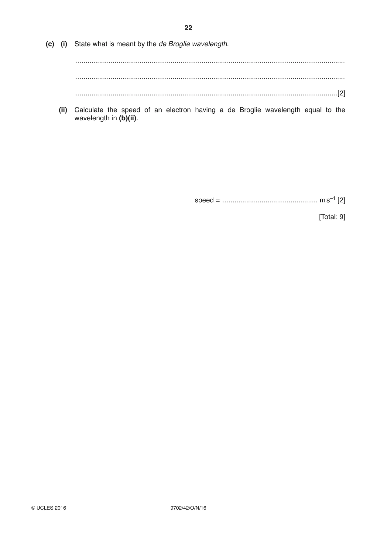 Cambridge A Level Physics 9702 2016 Oct/Nov Paper 4 · Variant 2 question paper, page 22 of 24