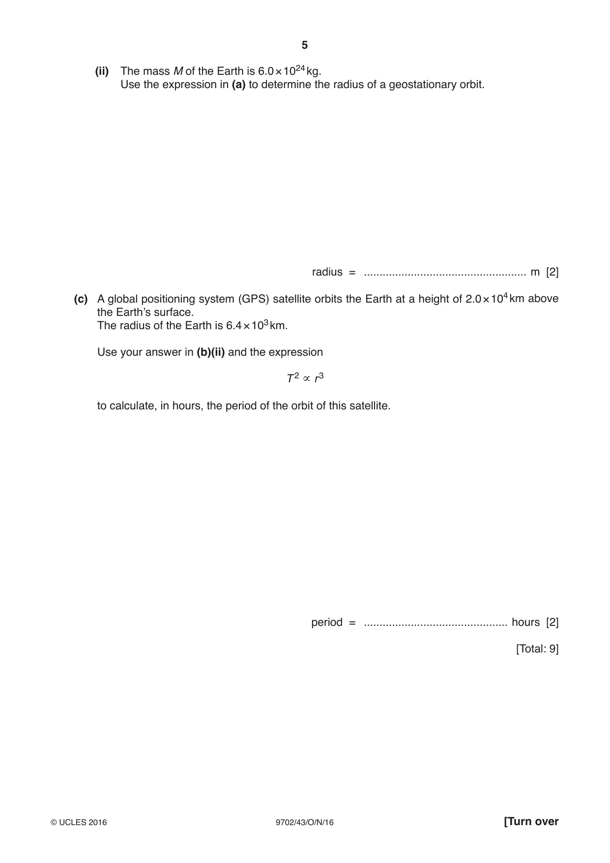 Cambridge A Level Physics 9702 2016 Oct/Nov Paper 4 · Variant 3 question paper, page 5 of 24