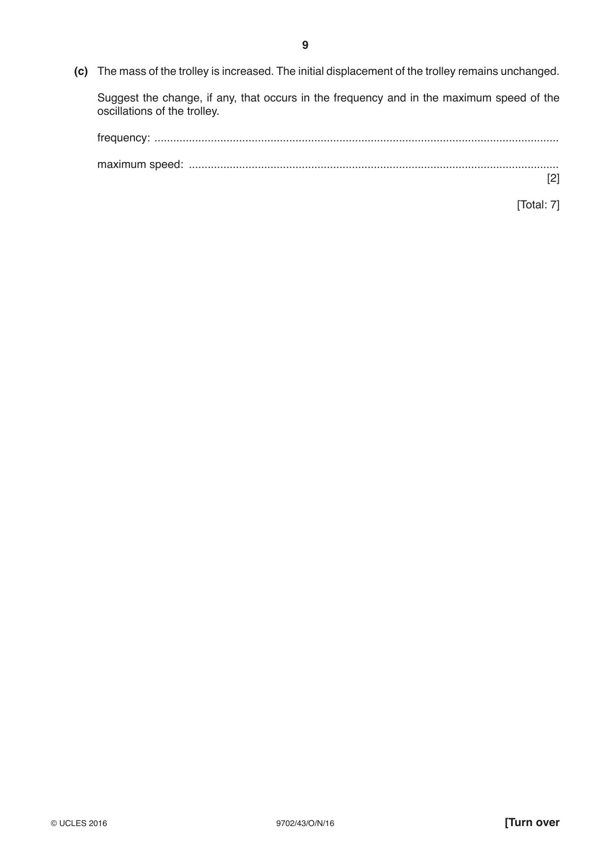 Cambridge A Level Physics 9702 2016 Oct/Nov Paper 4 · Variant 3 question paper, page 9 of 24