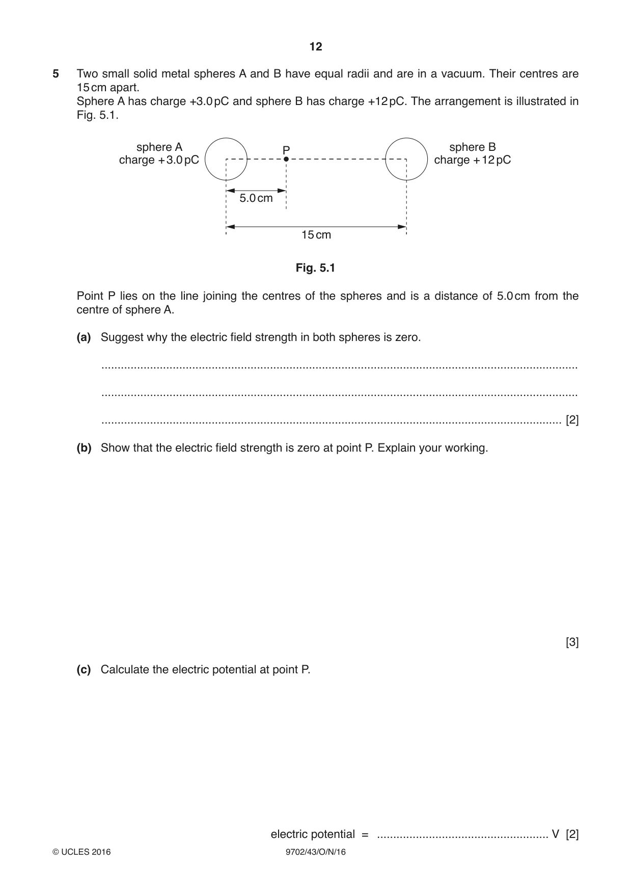 Cambridge A Level Physics 9702 2016 Oct/Nov Paper 4 · Variant 3 question paper, page 12 of 24