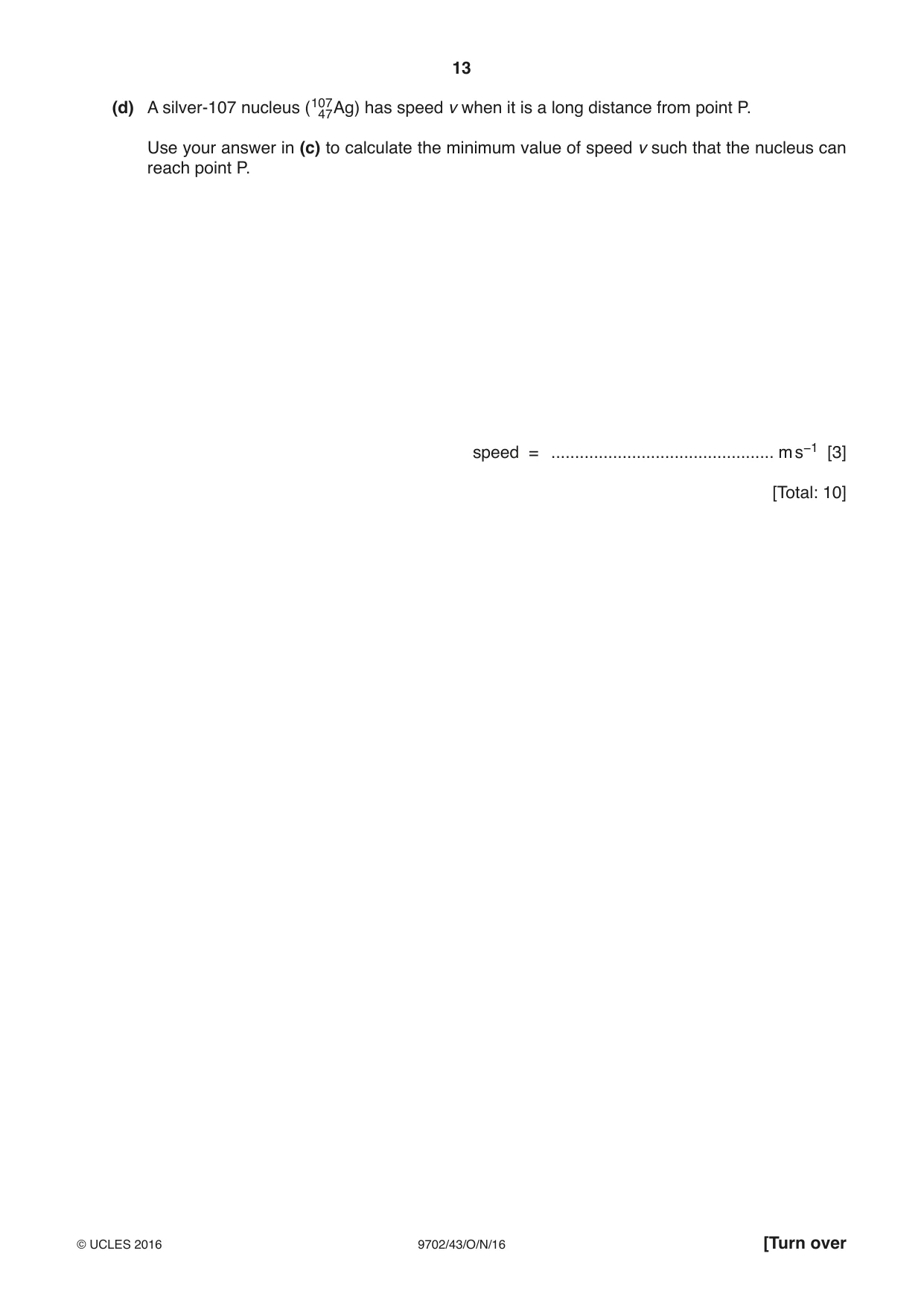 Cambridge A Level Physics 9702 2016 Oct/Nov Paper 4 · Variant 3 question paper, page 13 of 24