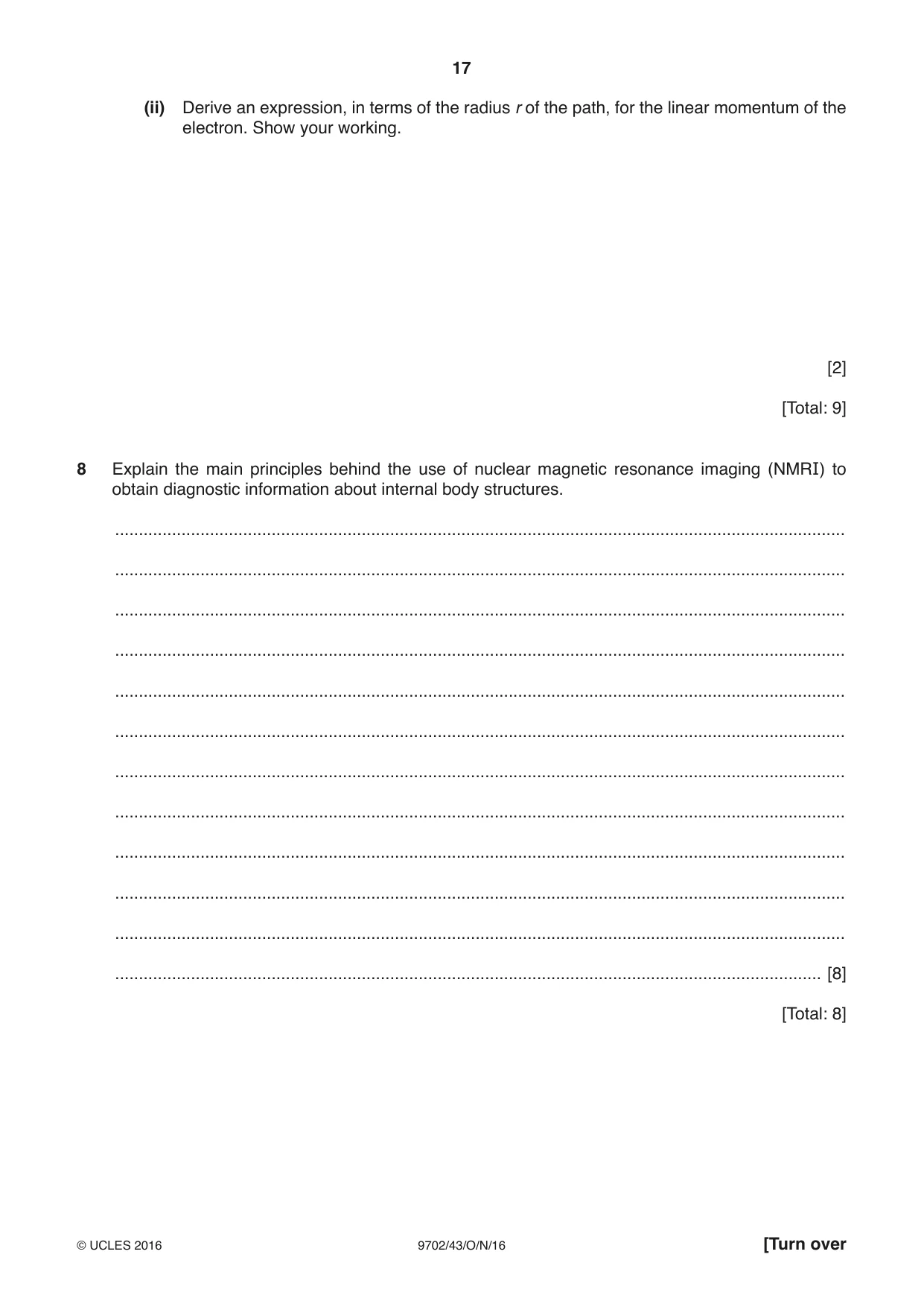 Cambridge A Level Physics 9702 2016 Oct/Nov Paper 4 · Variant 3 question paper, page 17 of 24