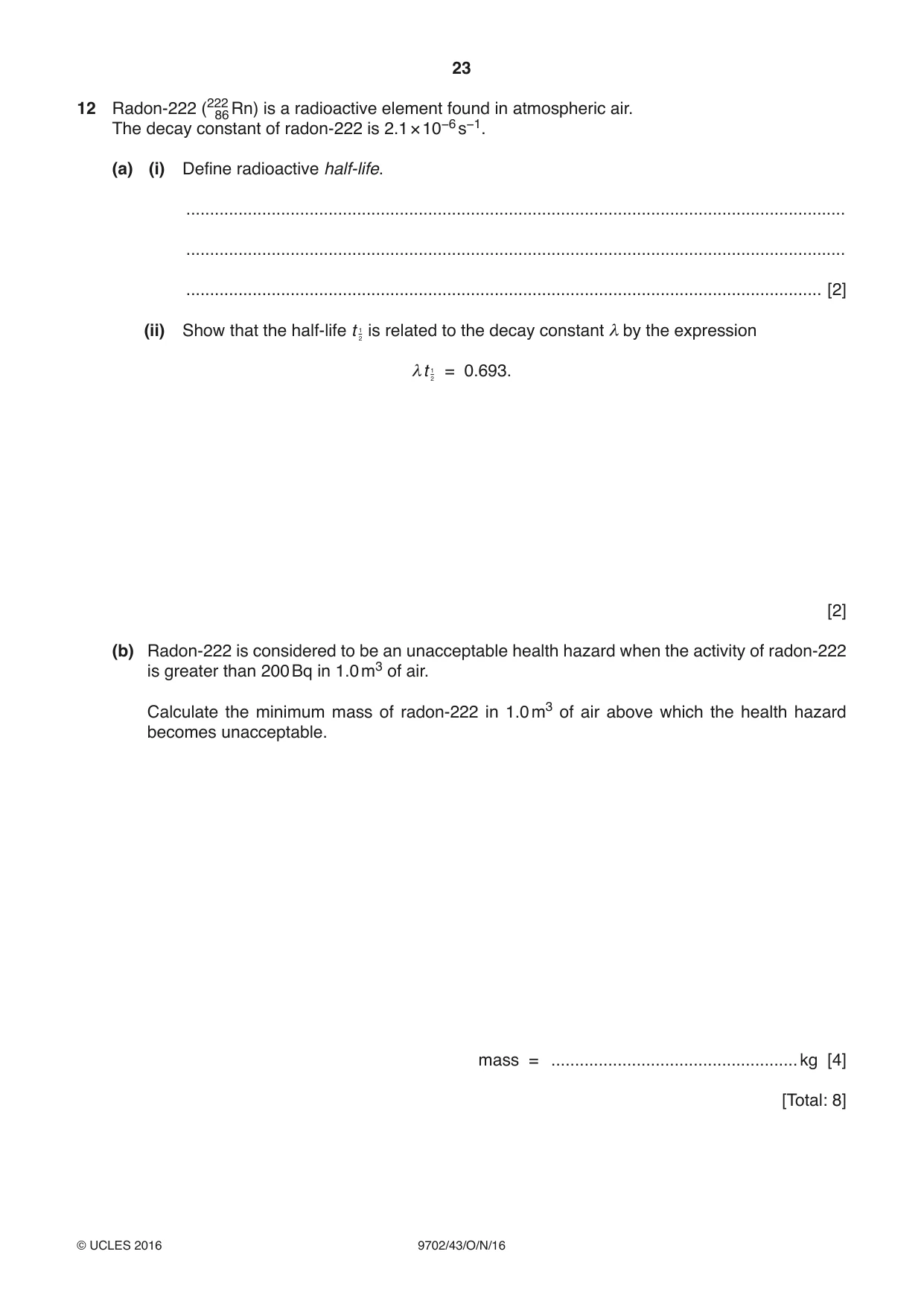 Cambridge A Level Physics 9702 2016 Oct/Nov Paper 4 · Variant 3 question paper, page 23 of 24