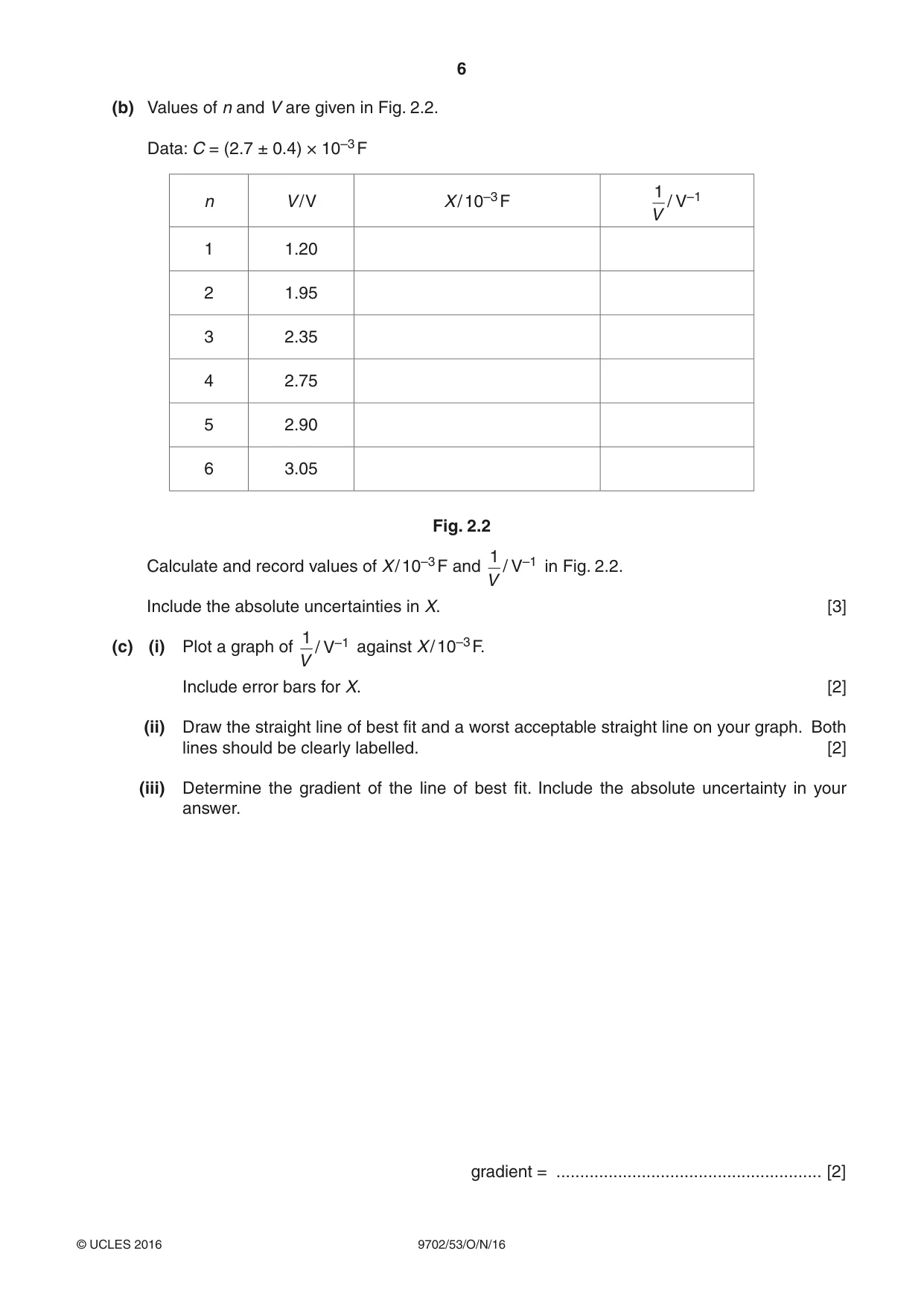 Cambridge A Level Physics 9702 2016 Oct/Nov Paper 5 · Variant 3 question paper, page 6 of 8