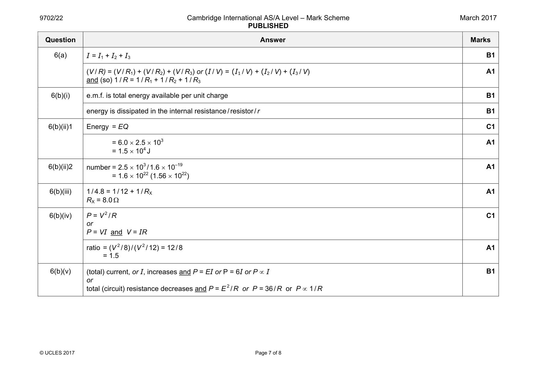 Mark scheme, page 7 of 8