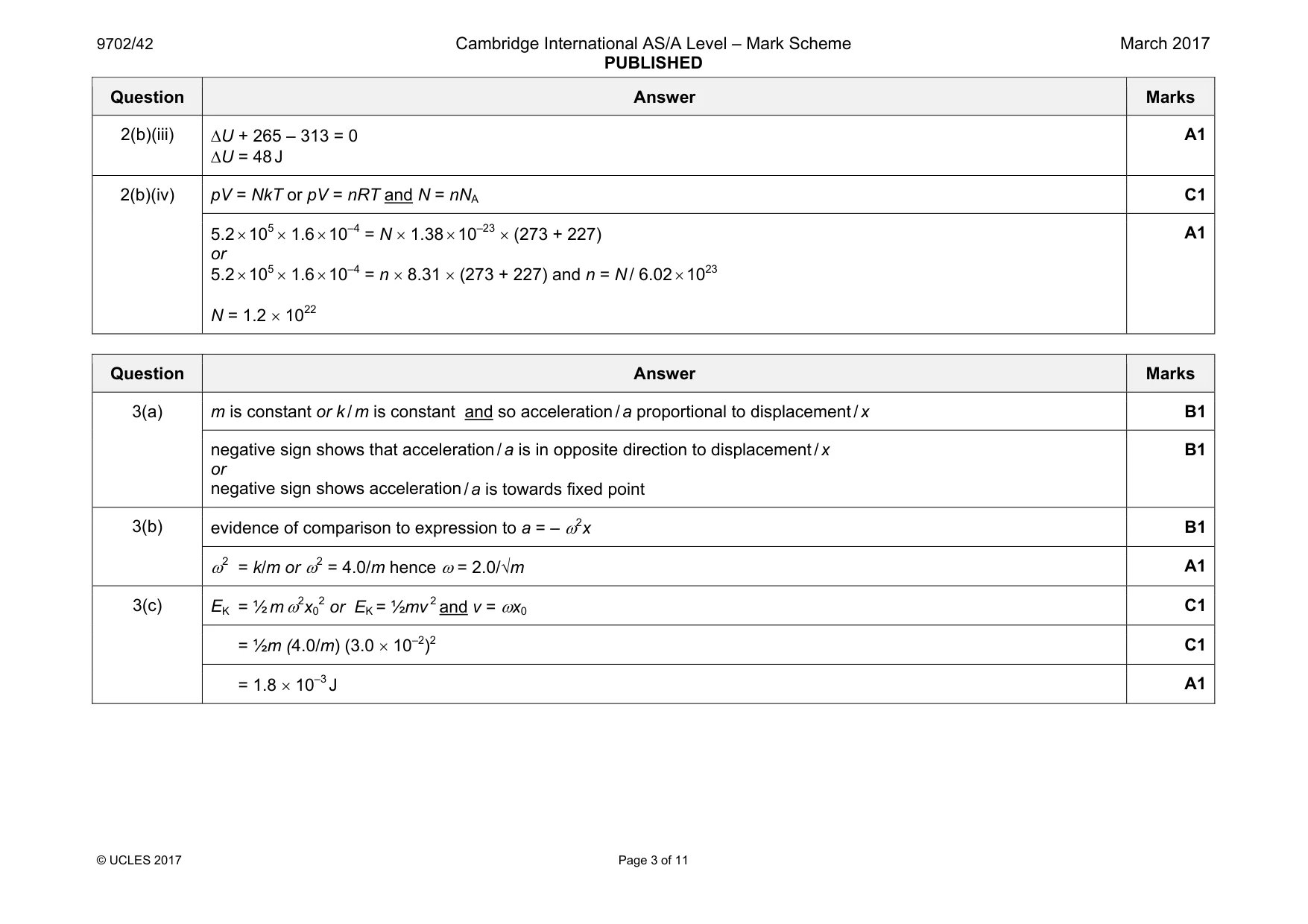 Mark scheme, page 3 of 11
