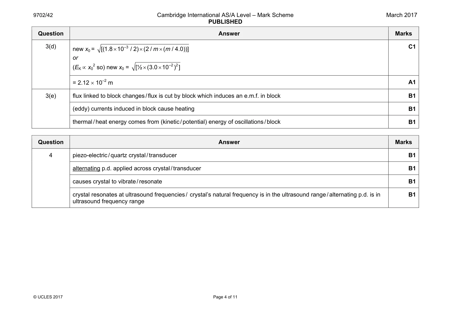 Mark scheme, page 4 of 11