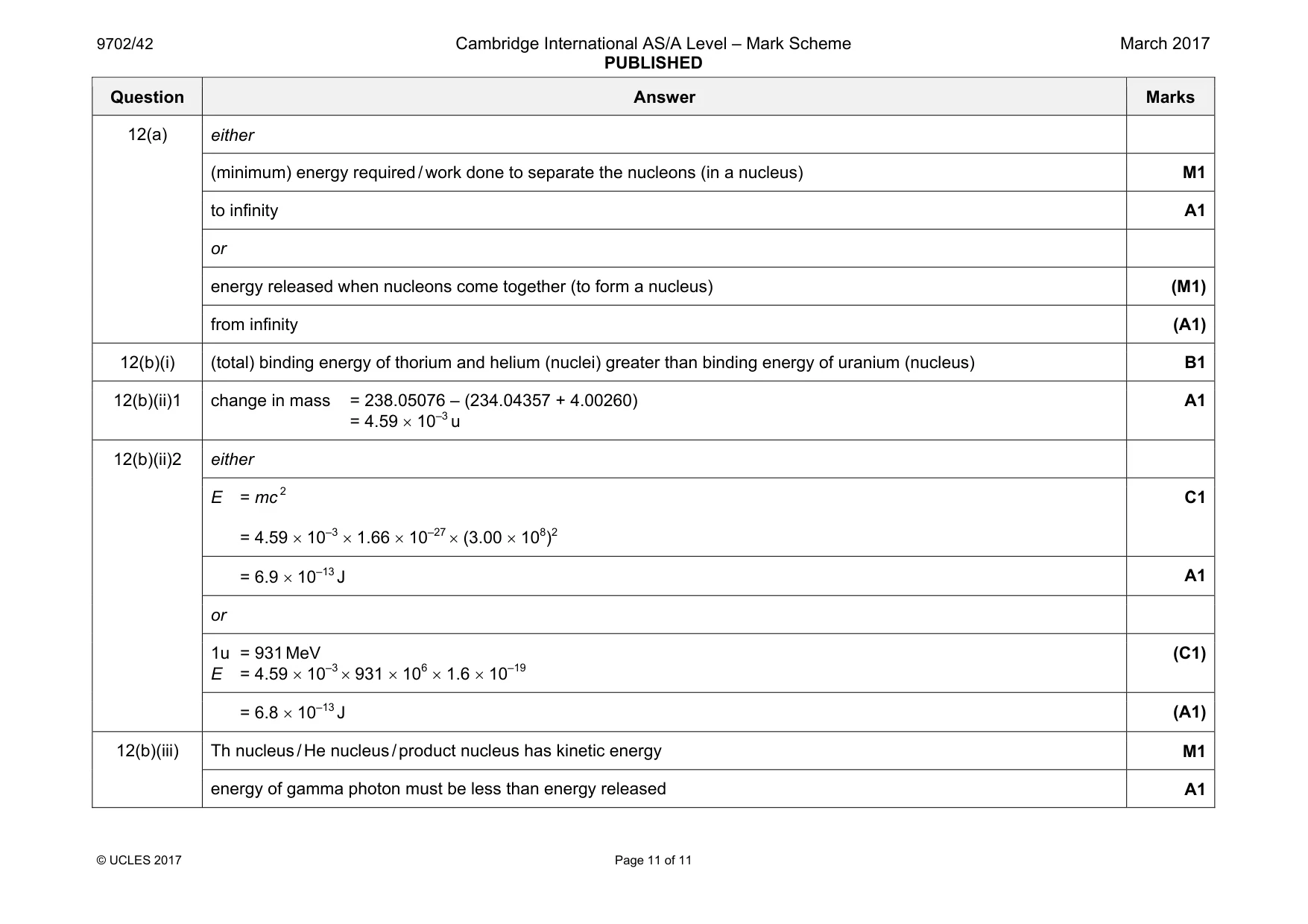 Mark scheme, page 11 of 11