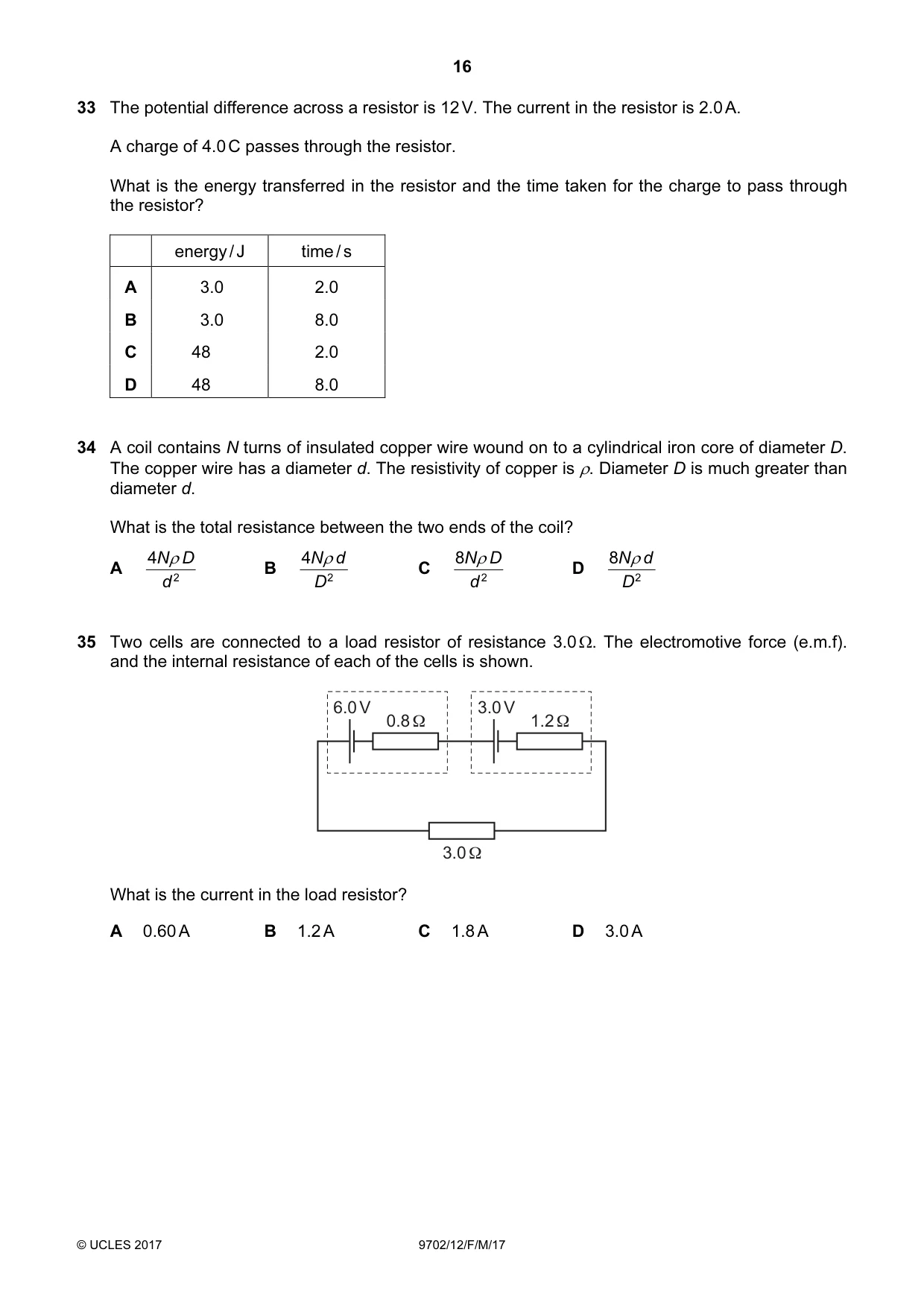 Cambridge A Level Physics 9702 2017 Feb/March Paper 1 · Variant 2 question paper, page 16 of 20