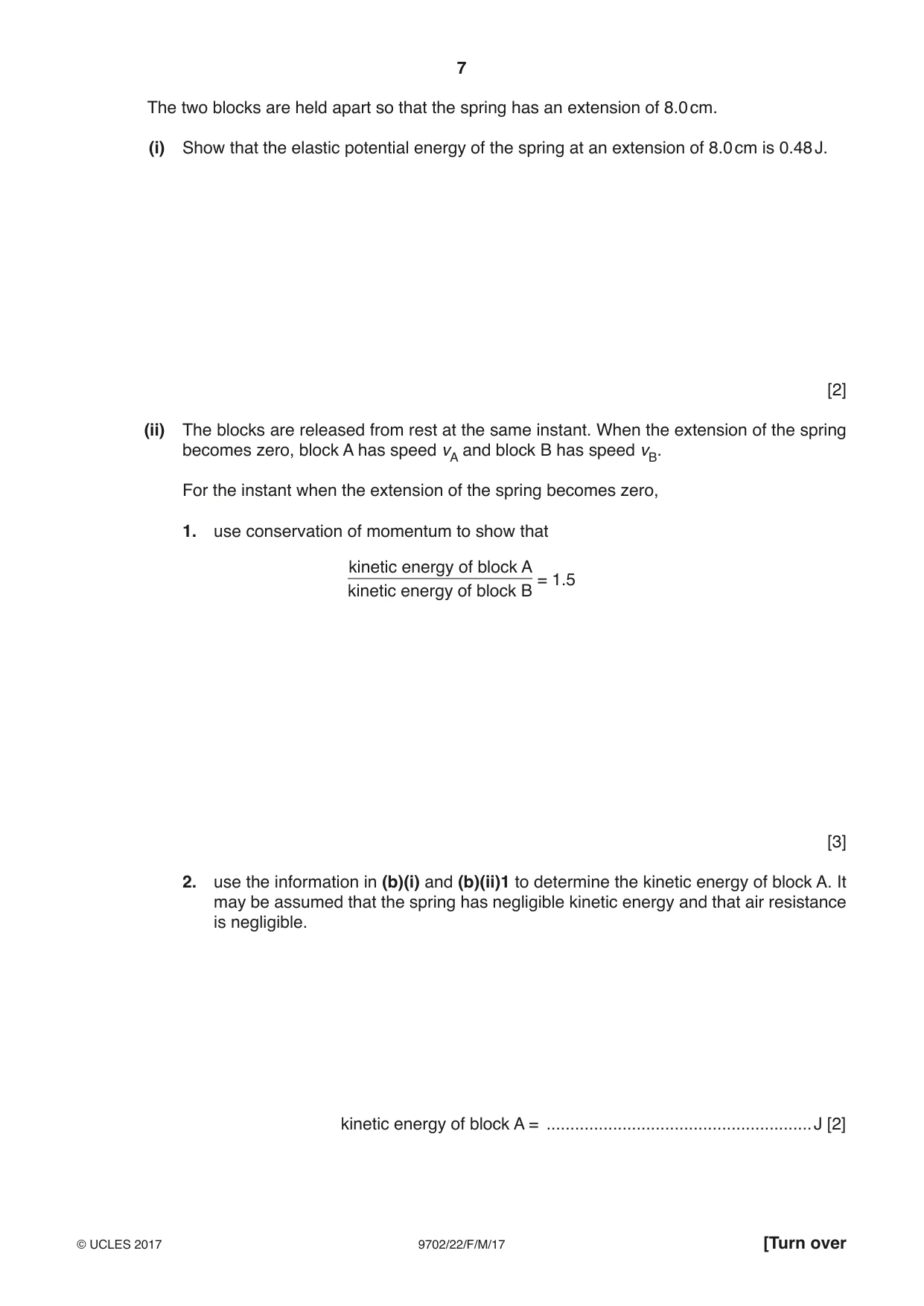 Cambridge A Level Physics 9702 2017 Feb/March Paper 2 · Variant 2 question paper, page 7 of 20